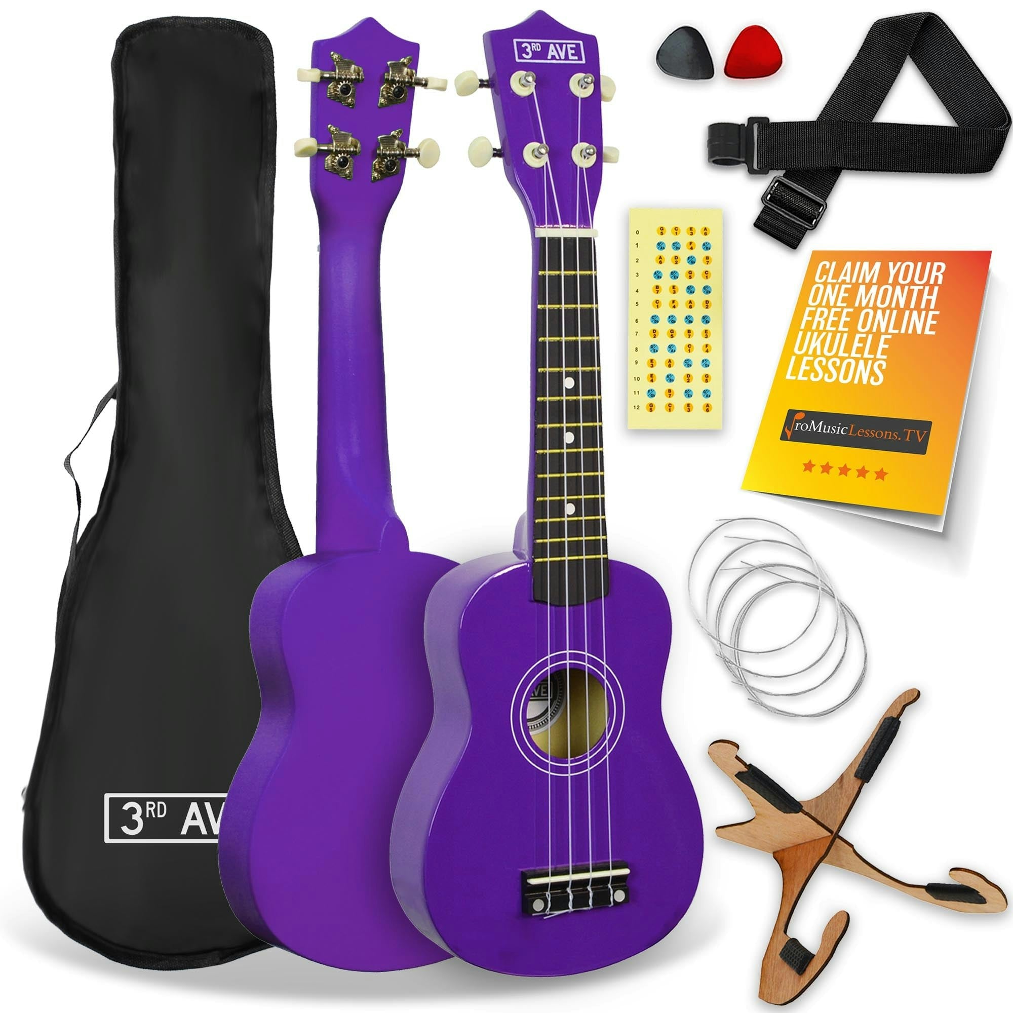 3Rd Avenue Purple Soprano Ukulele Starter Pack