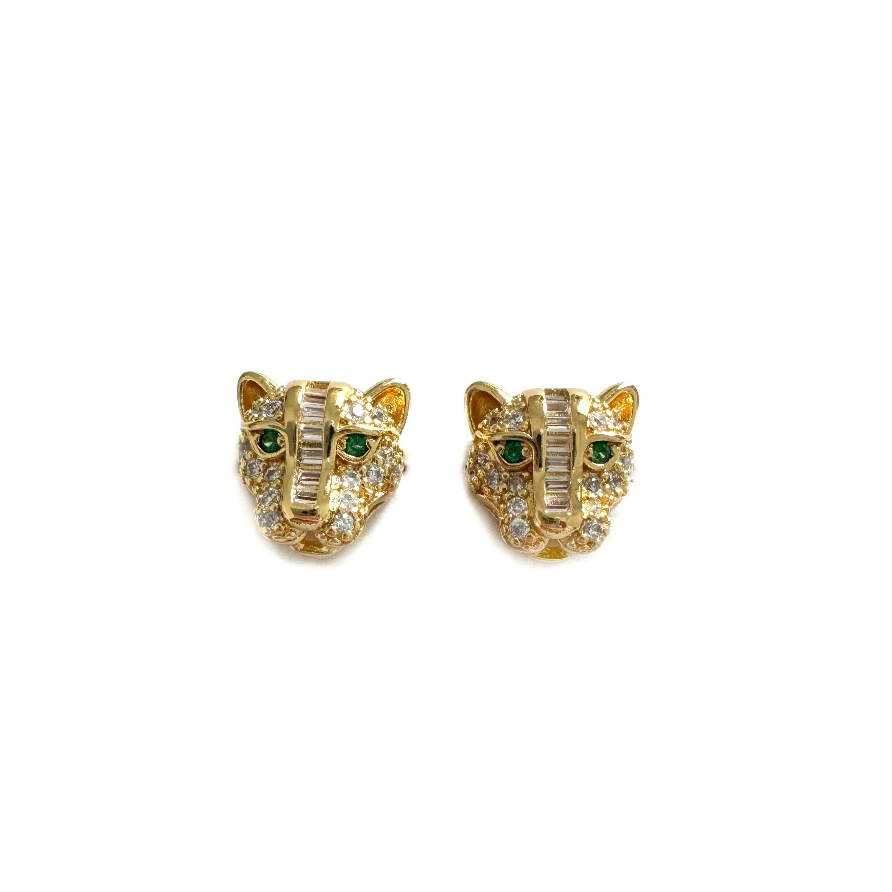 Luxe Tones Gold Zuri Luxe 18Ct Plated Small Jewelled Panther Stud Earrings
