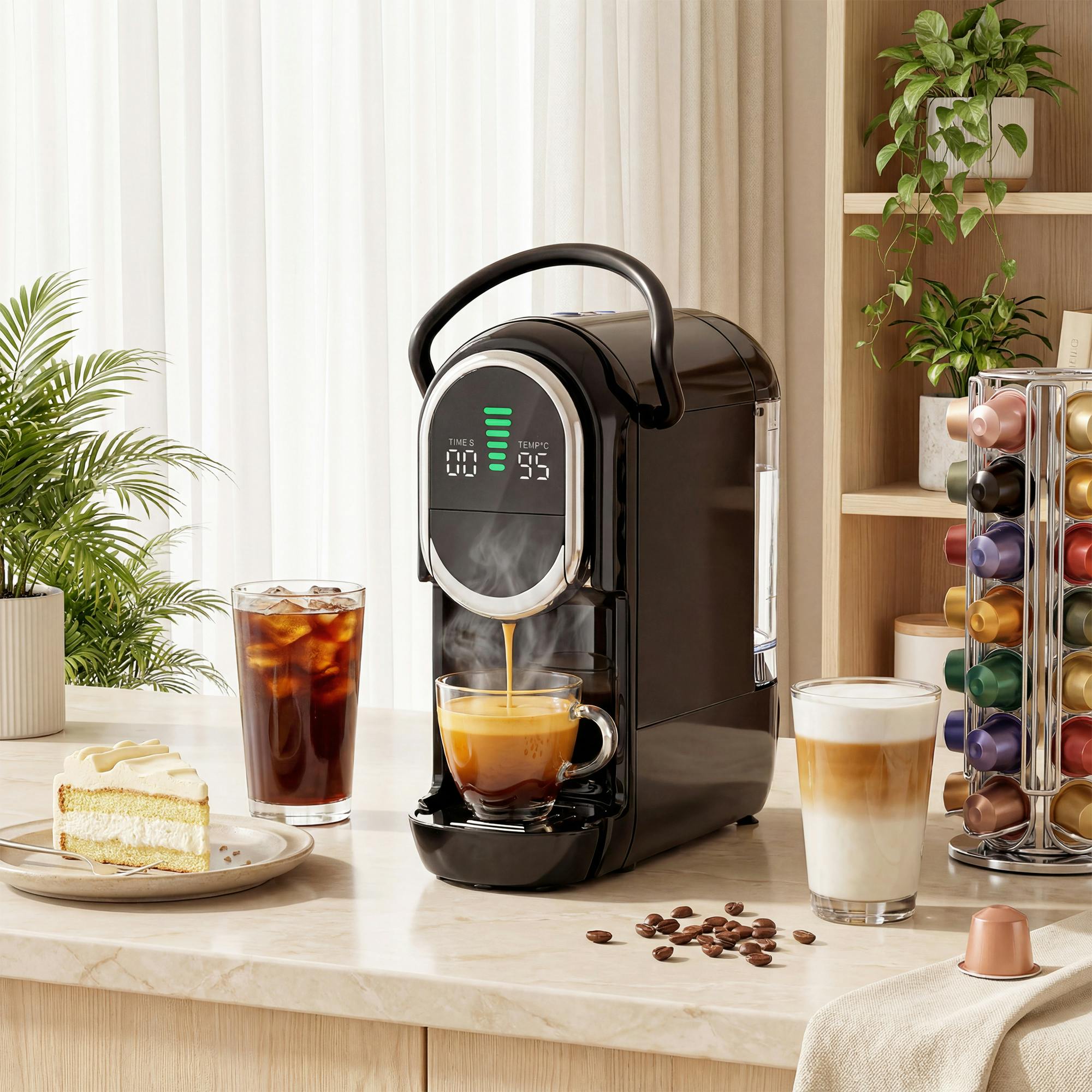 Homcom Black 19 Bar Pod Coffee Machine For Nespresso And Dolce Gusto Capsule - Pod Coffee Machine - 1