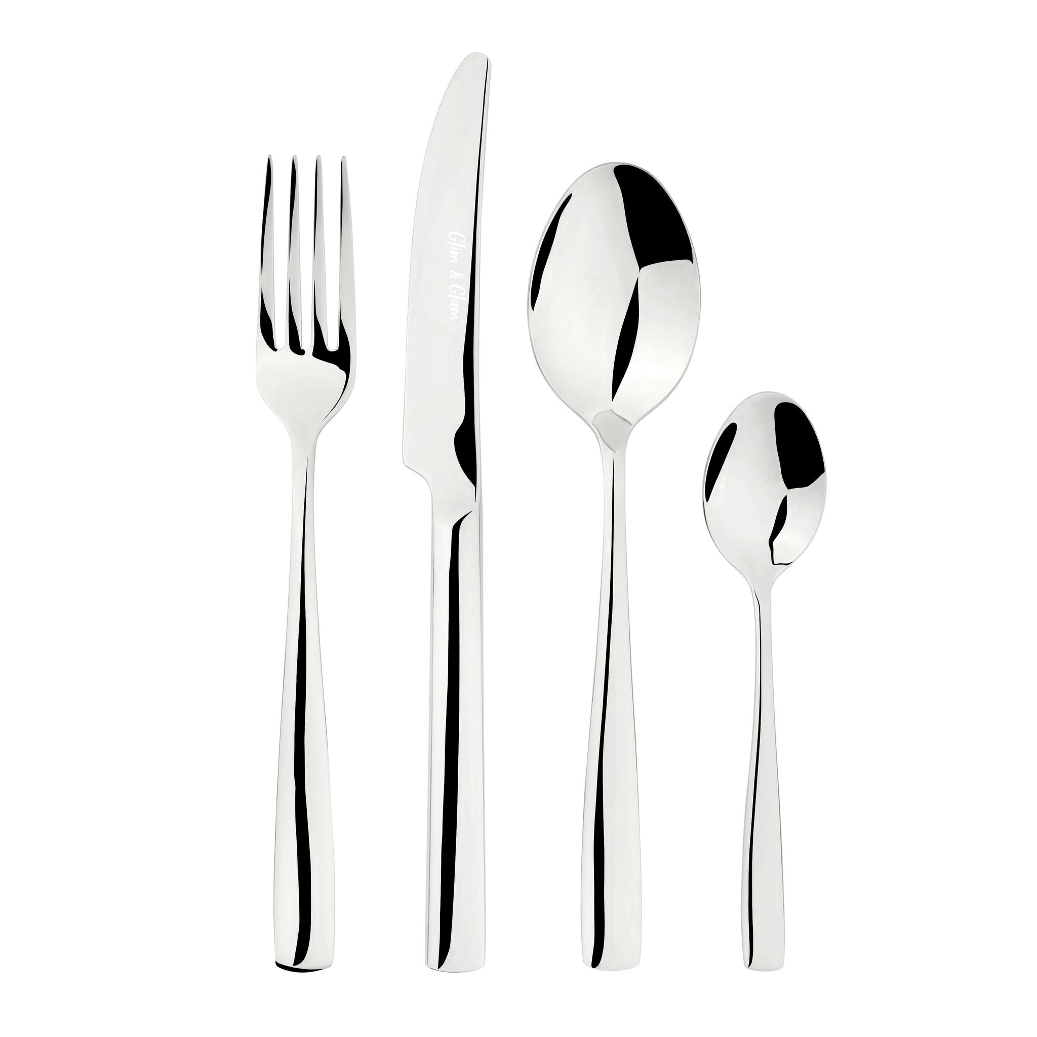 Glim & Glam Cutlery Sets 18/8 Stainless Steel 32Pc Set Simplicity - Chrome - Stainless Steel