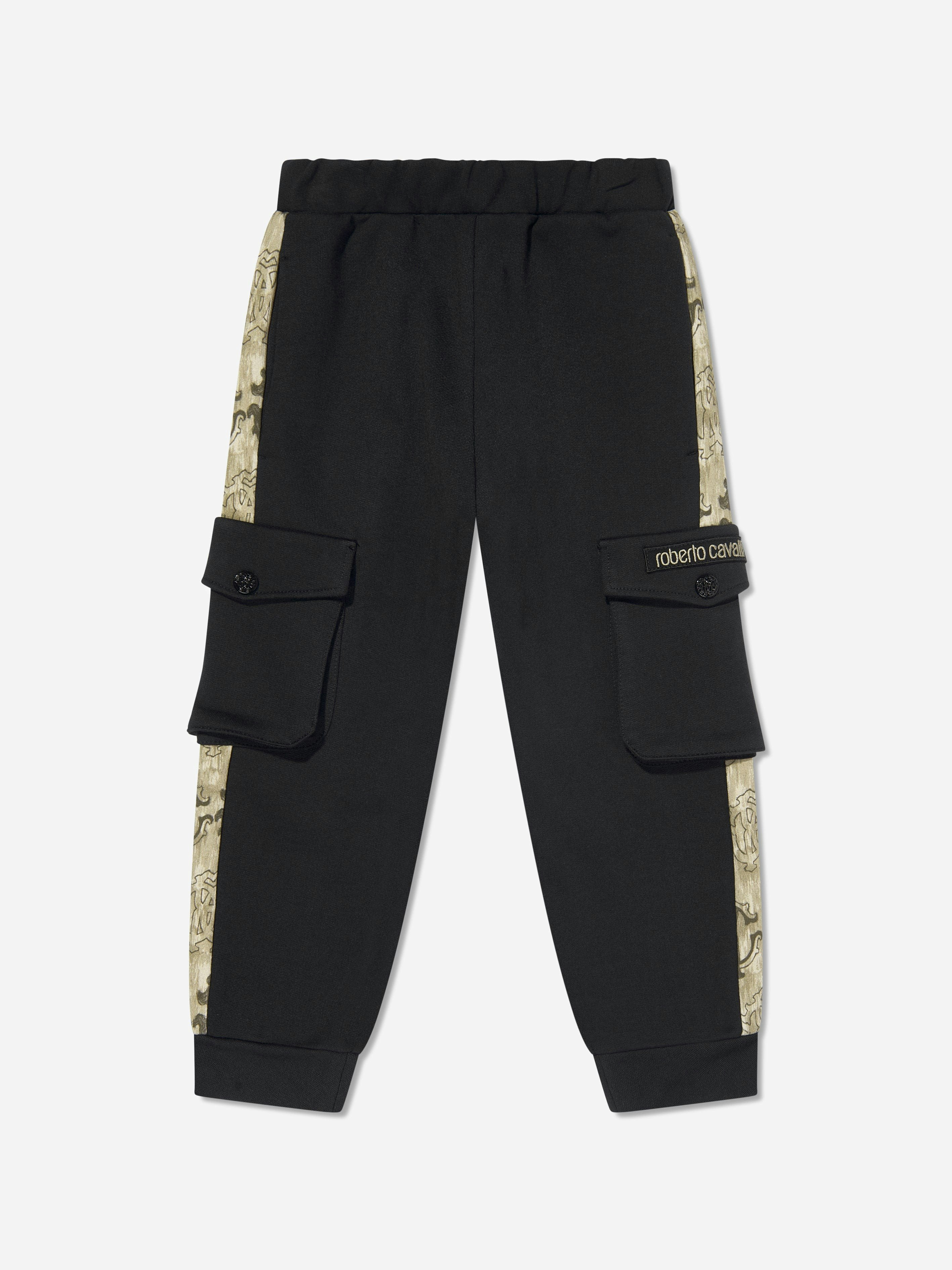 Roberto Cavalli Boys Black Logo Joggers In - 16 Yrs