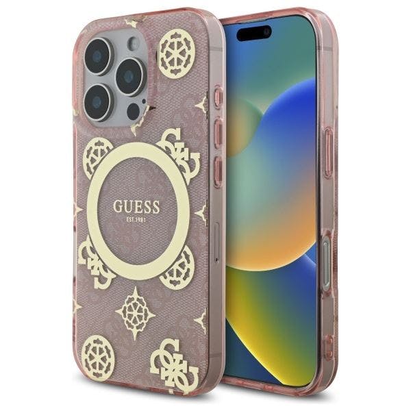 Guess Pink Iml Peony On 4G Background Case With Magsafe For Iphone 16 Pro Max 6.9" - Guhmp16xh4pyeep