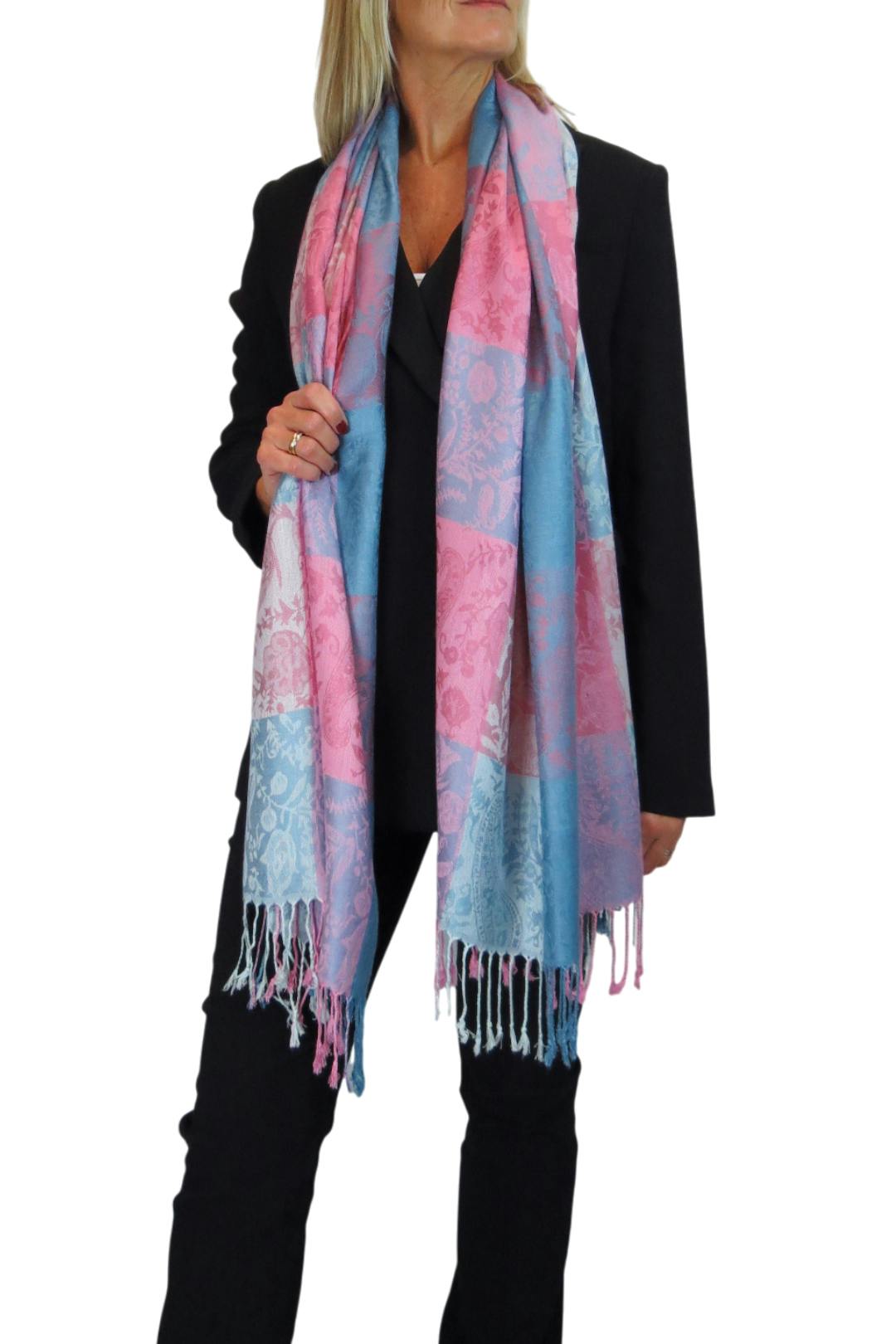 Paulo Due Pink Paisley Design Pashmina-Style Scarf
