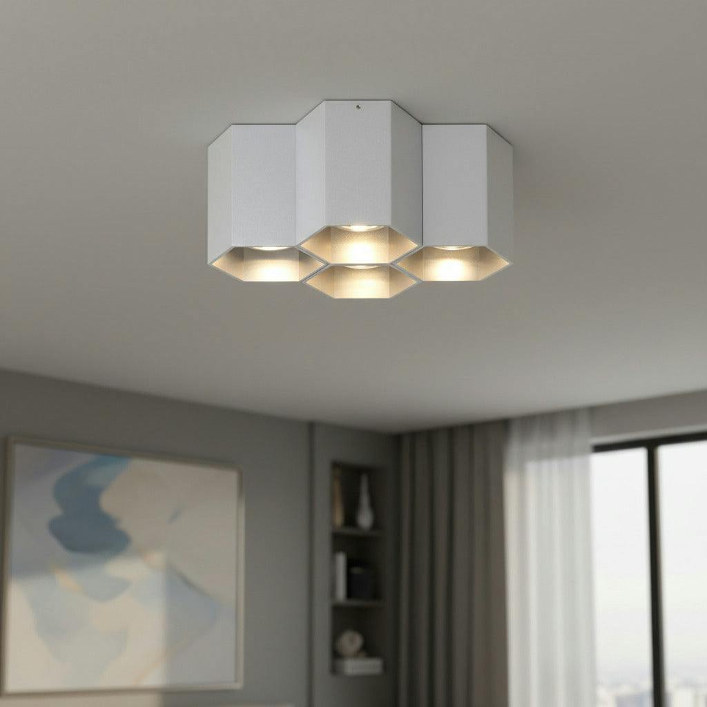 Rackhams Silver/Light 20 Watt Hexagonal Modern Flush Mount Ceiling