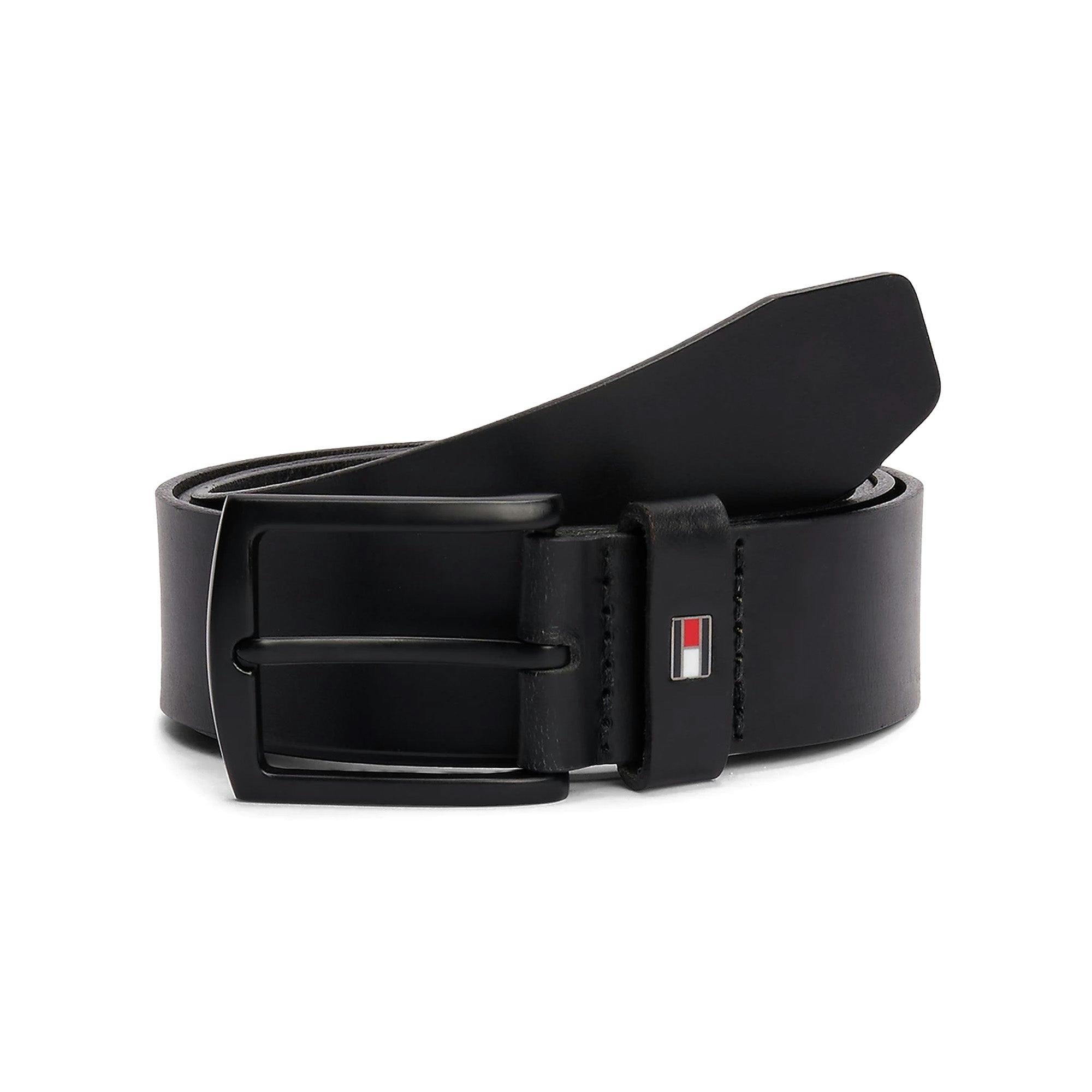 Tommy Hilfiger Black New Denton Leather Belt - Matte - 100
