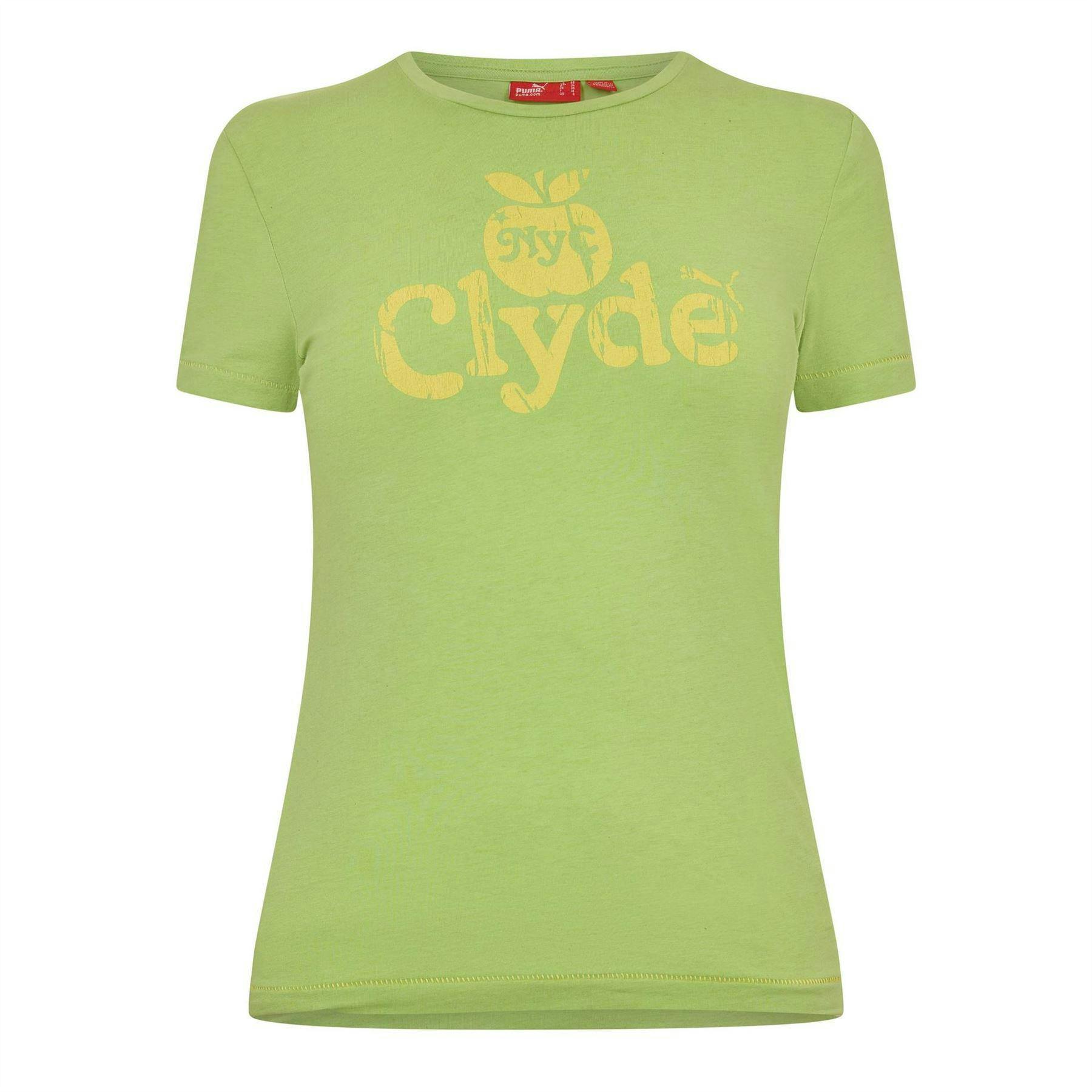 Puma Women's Green Clyde Regular T-Shirt - 14 Uk - 100% Cotton