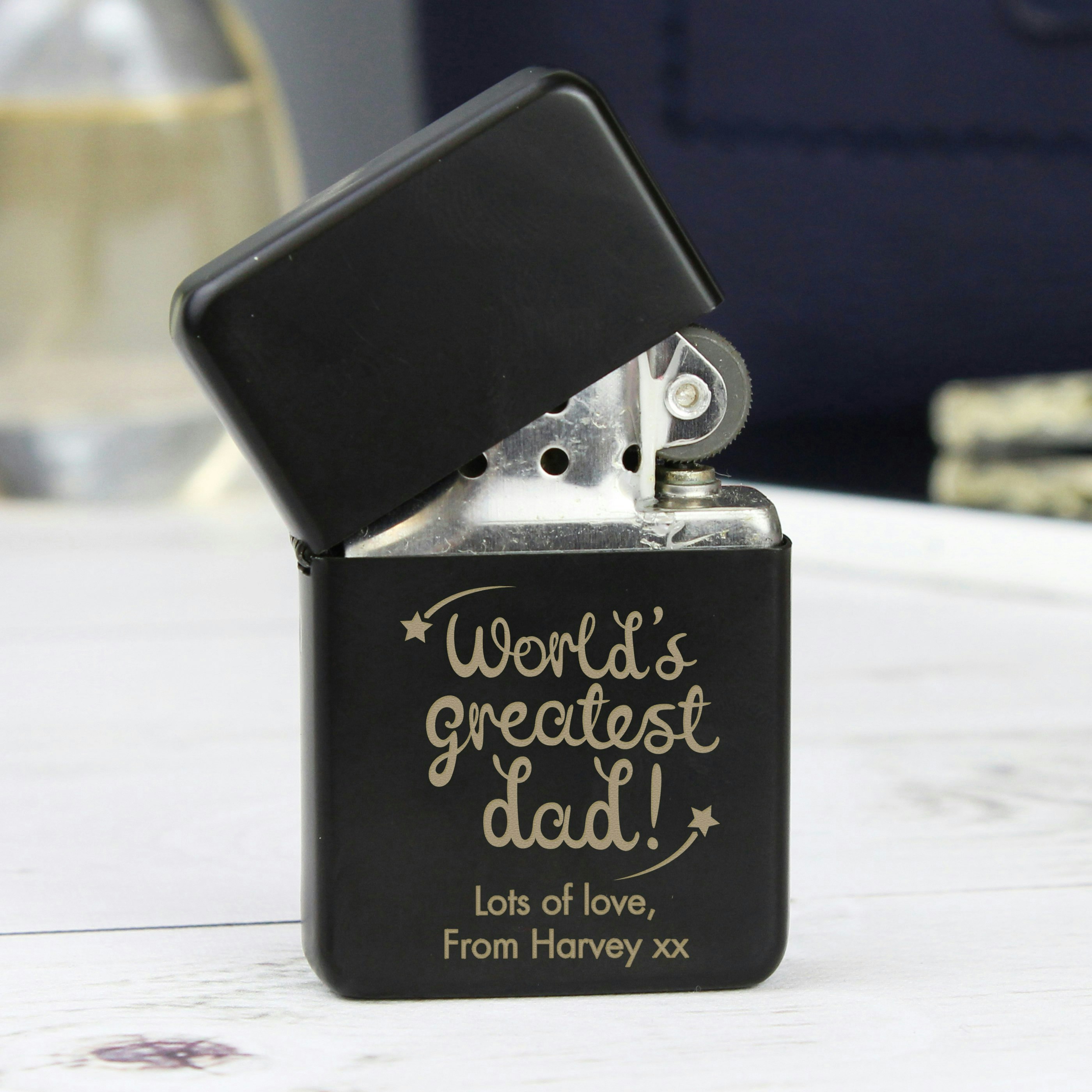Personalised Memento Company Black Personalised 'World's Greatest Dad' Lighter