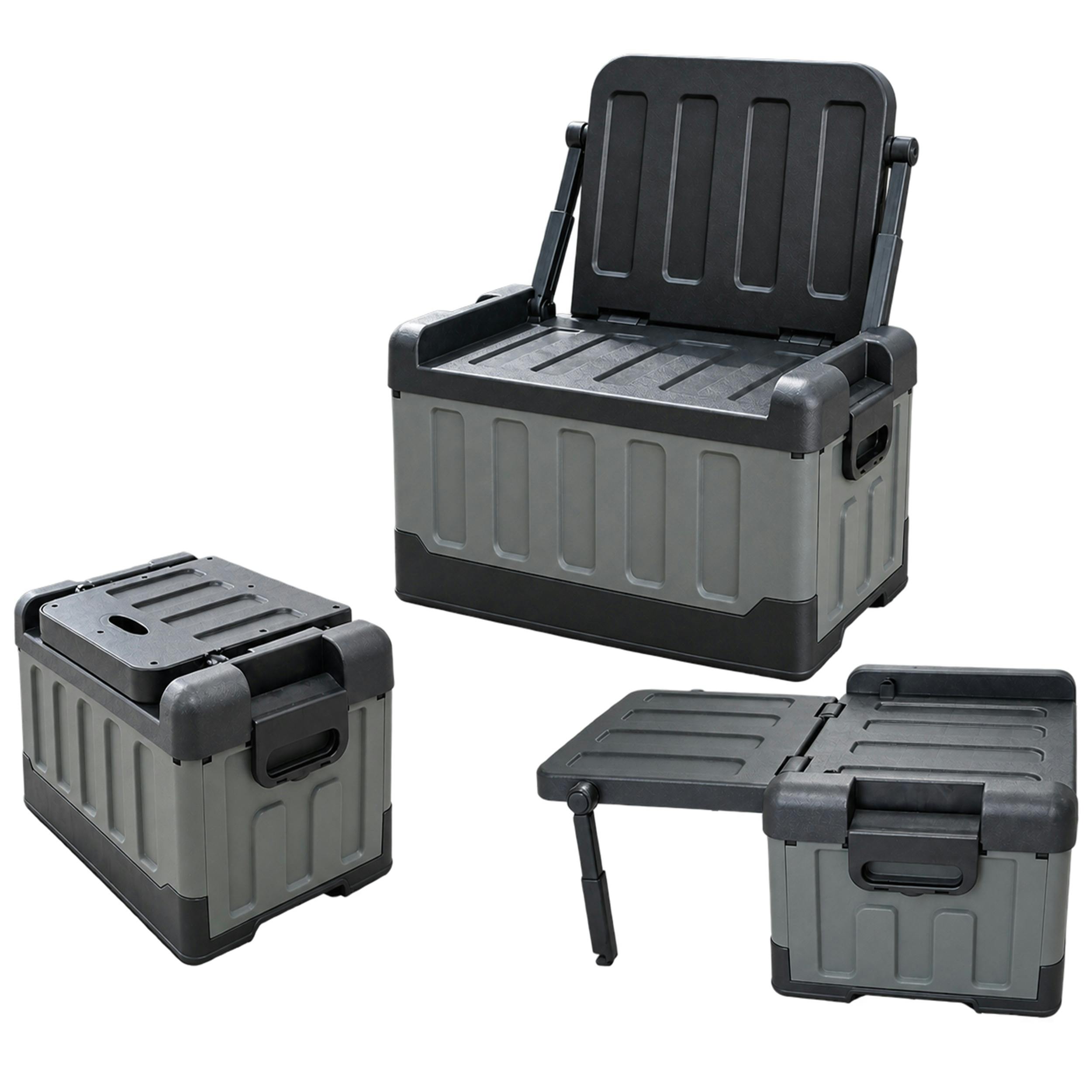 Rackhams 55L Foldable Campinggr8 Garden 55L Foldable Camping Storage Box Chair Table 3 In 1 Storage Box Chair Table 3 In 1