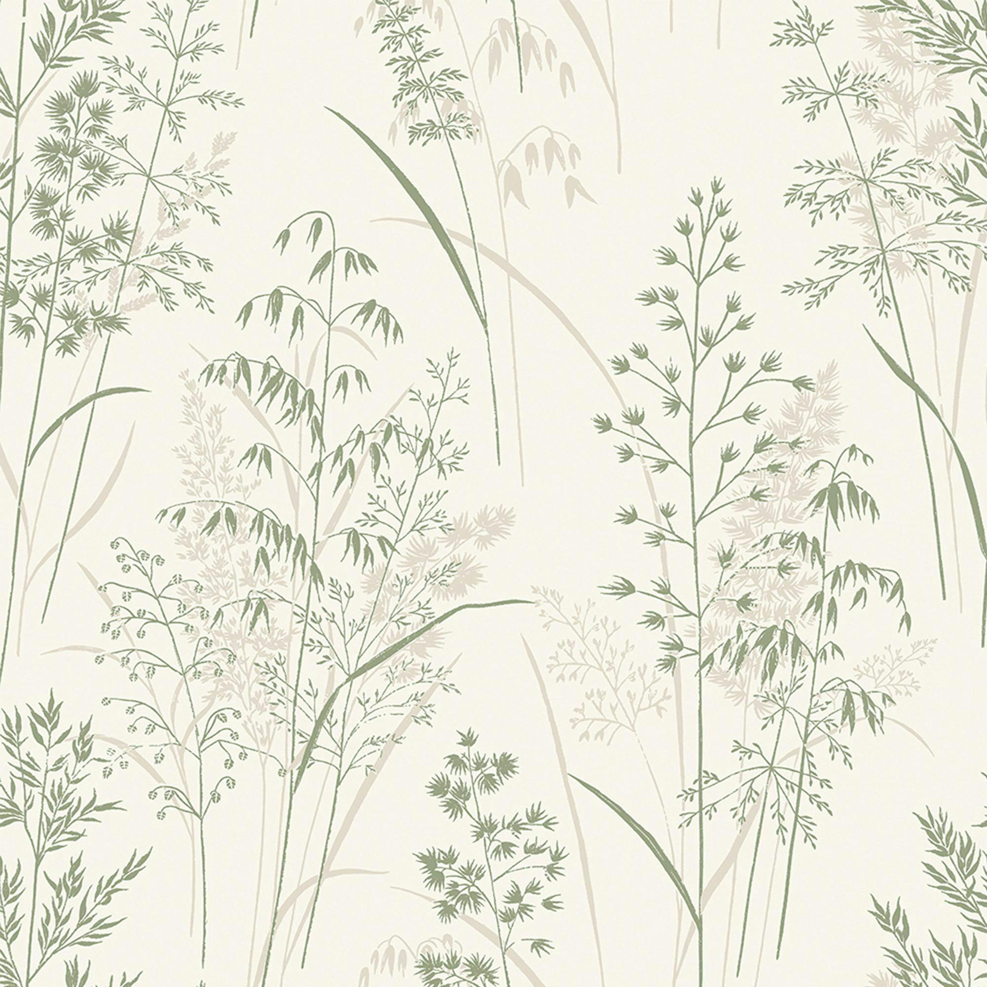 Next Green/Beige/Cream Leaf Sprigs Wallpaper - Natural S - 10M