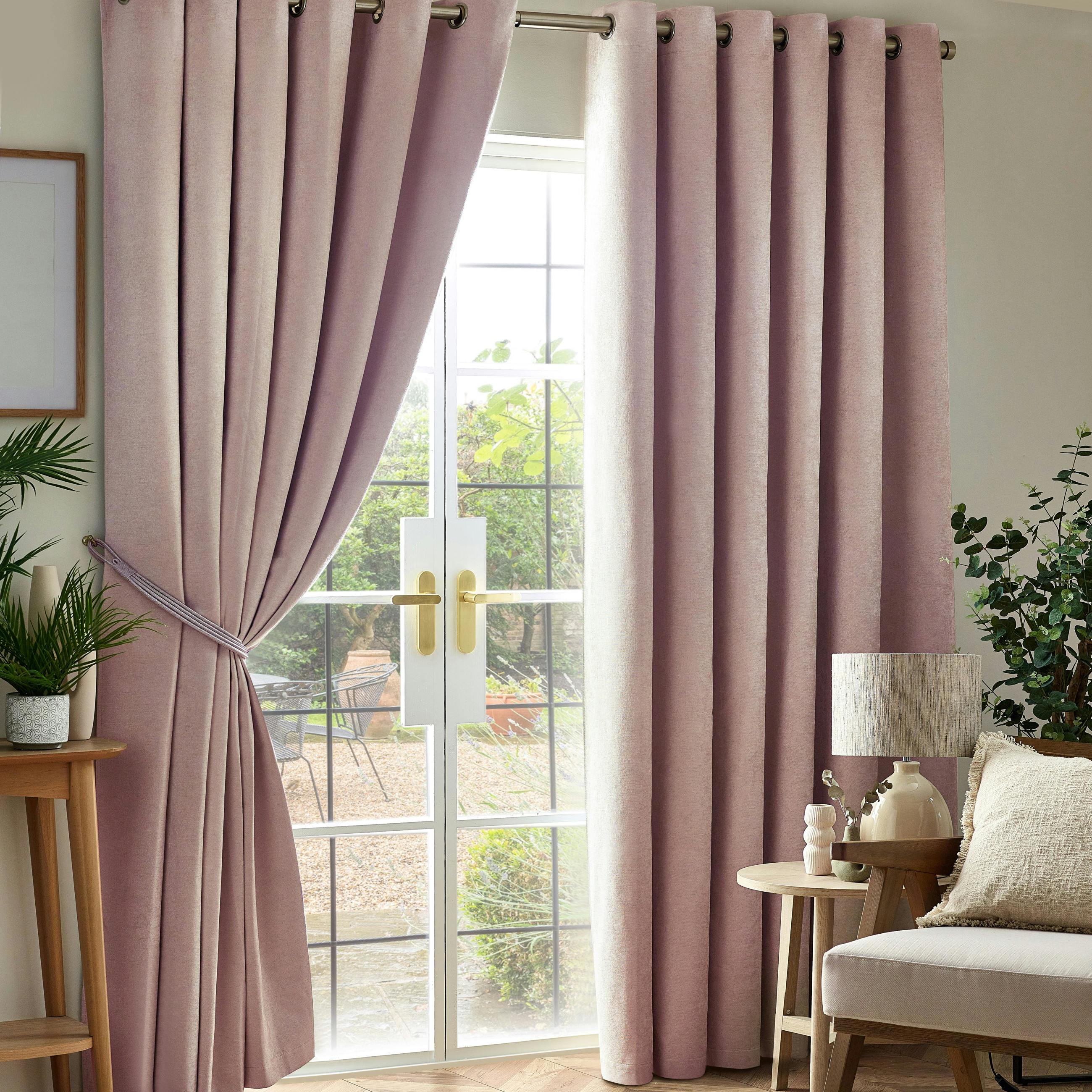 Rackhams Pink Chenille Blackout Ring Top Eyelet Curtains - 117Cm Width X 137Cm Drop