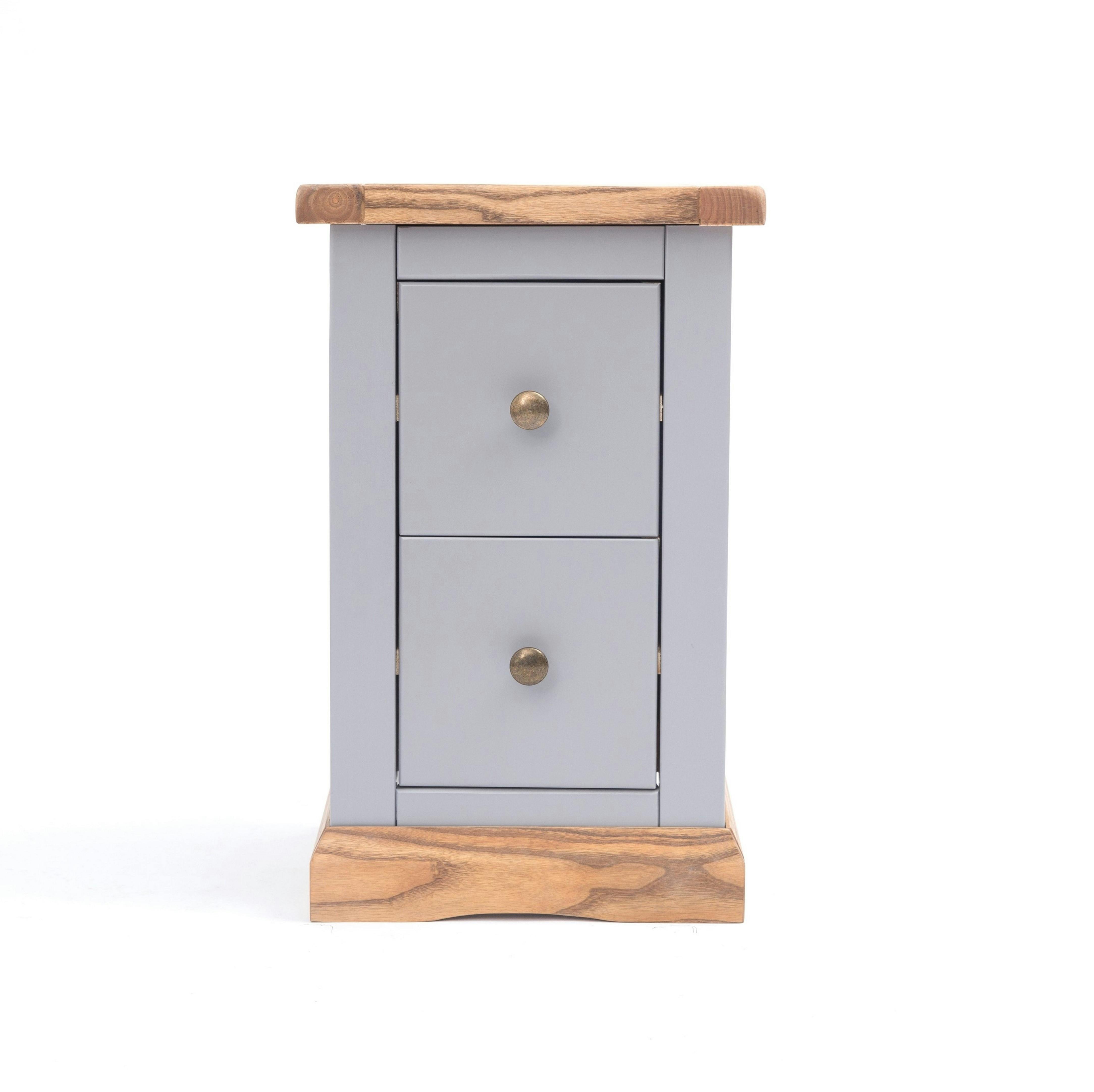 Cabinet Bits Grey Biccari 2 Drawer Petite Bedside Table