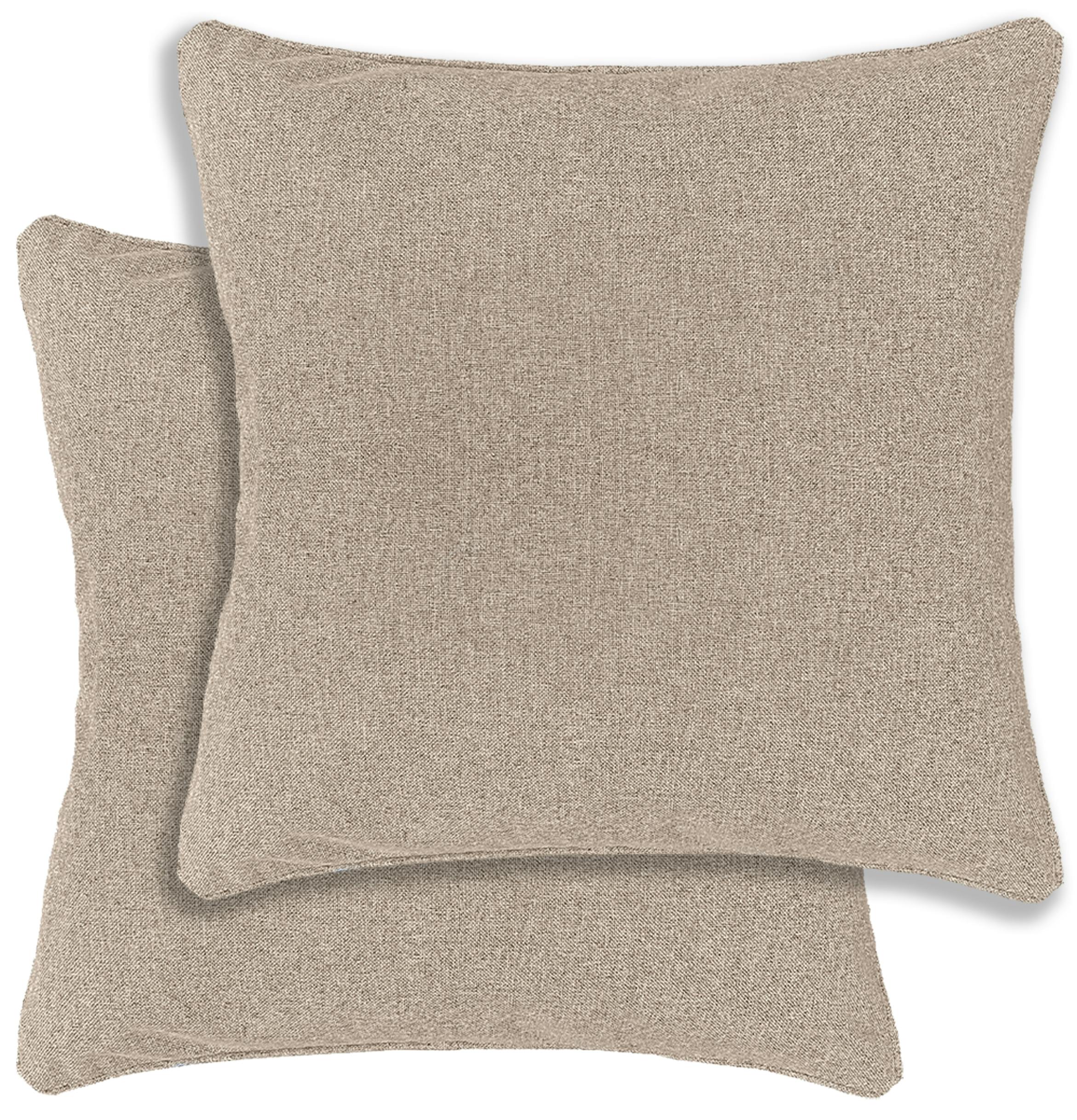Rackhams Grey/Green/Blue Austin/Dallas Textured Pair Of Double Sided Zip Opening Piped Edge Cushion Covers - 43X43cm - Cases Only - Natural