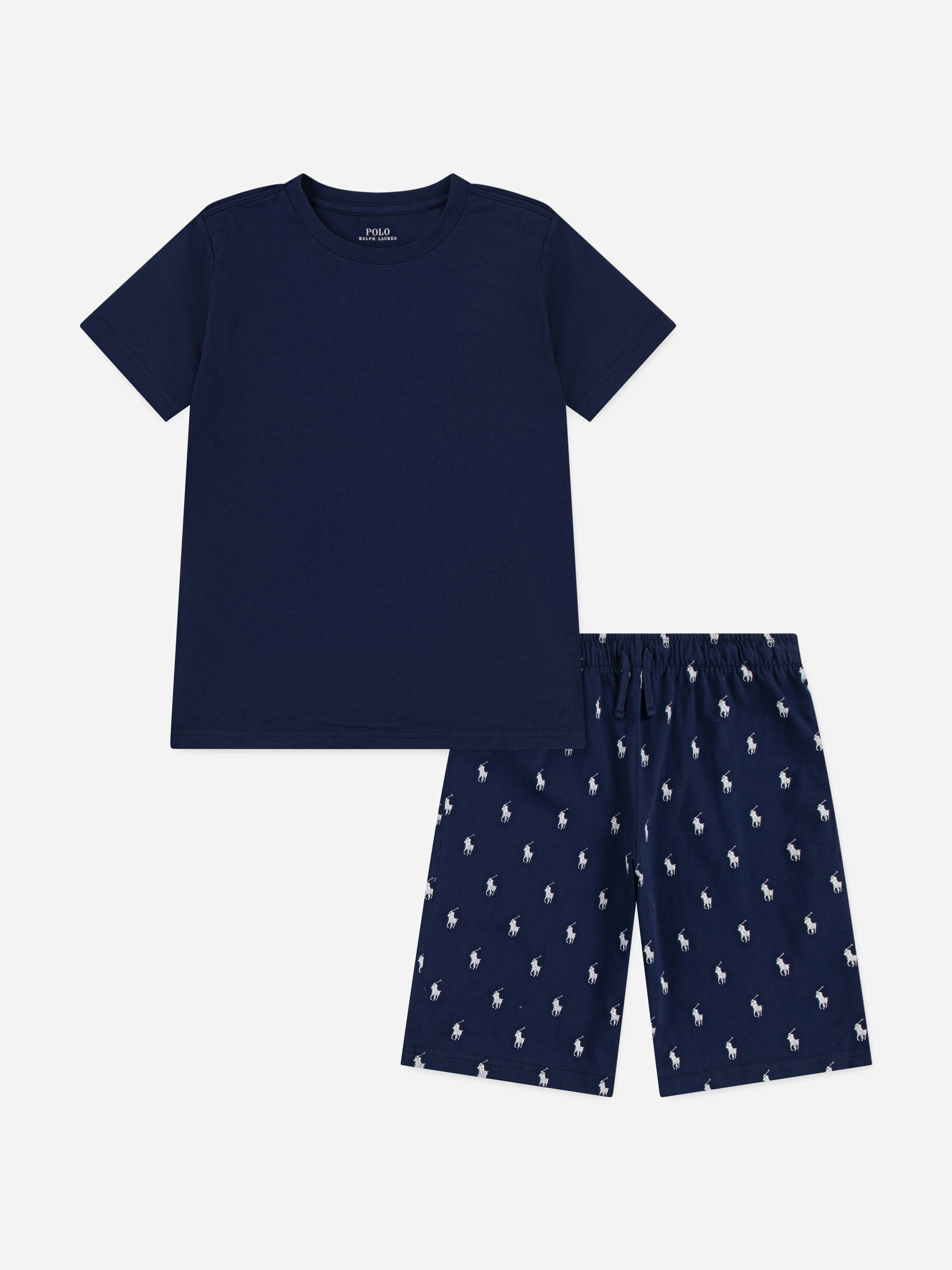 Ralph Lauren Kids Boys Blue Ralph Lauren Cotton Jersey Short Pyjamas Set In Navy - 5 Yrs