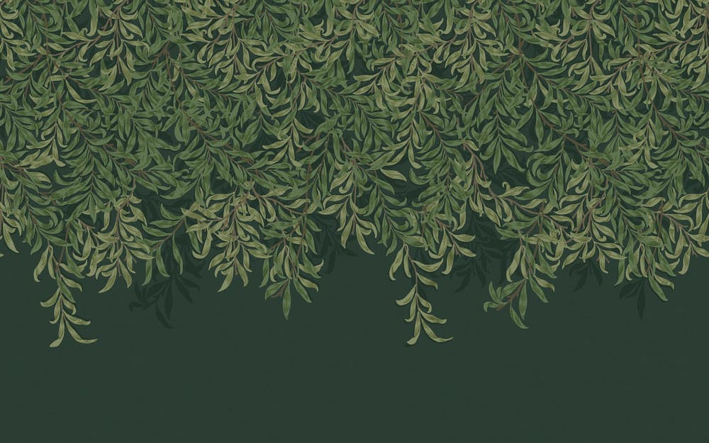 William Morris At Home Green Willow Bough Fixed Size Mural | Deep