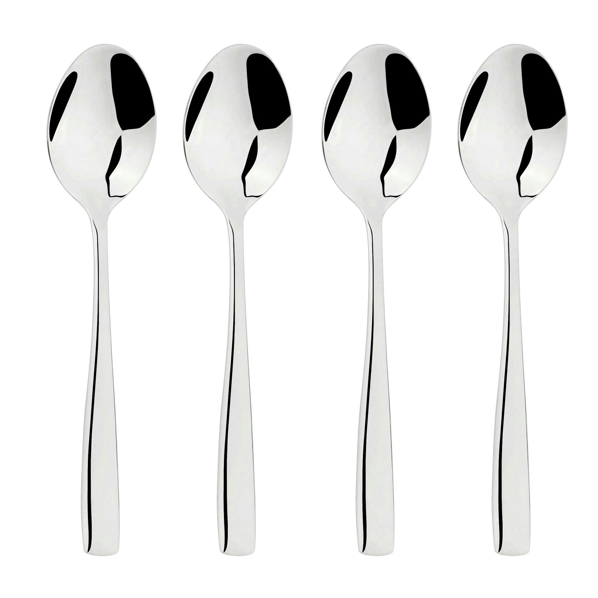 Glim & Glam Silver Cutlery 18/8 Stainless Steel Tea Spoon 4Pc Set Simplicity - Stainless Steel - Tea Spoon