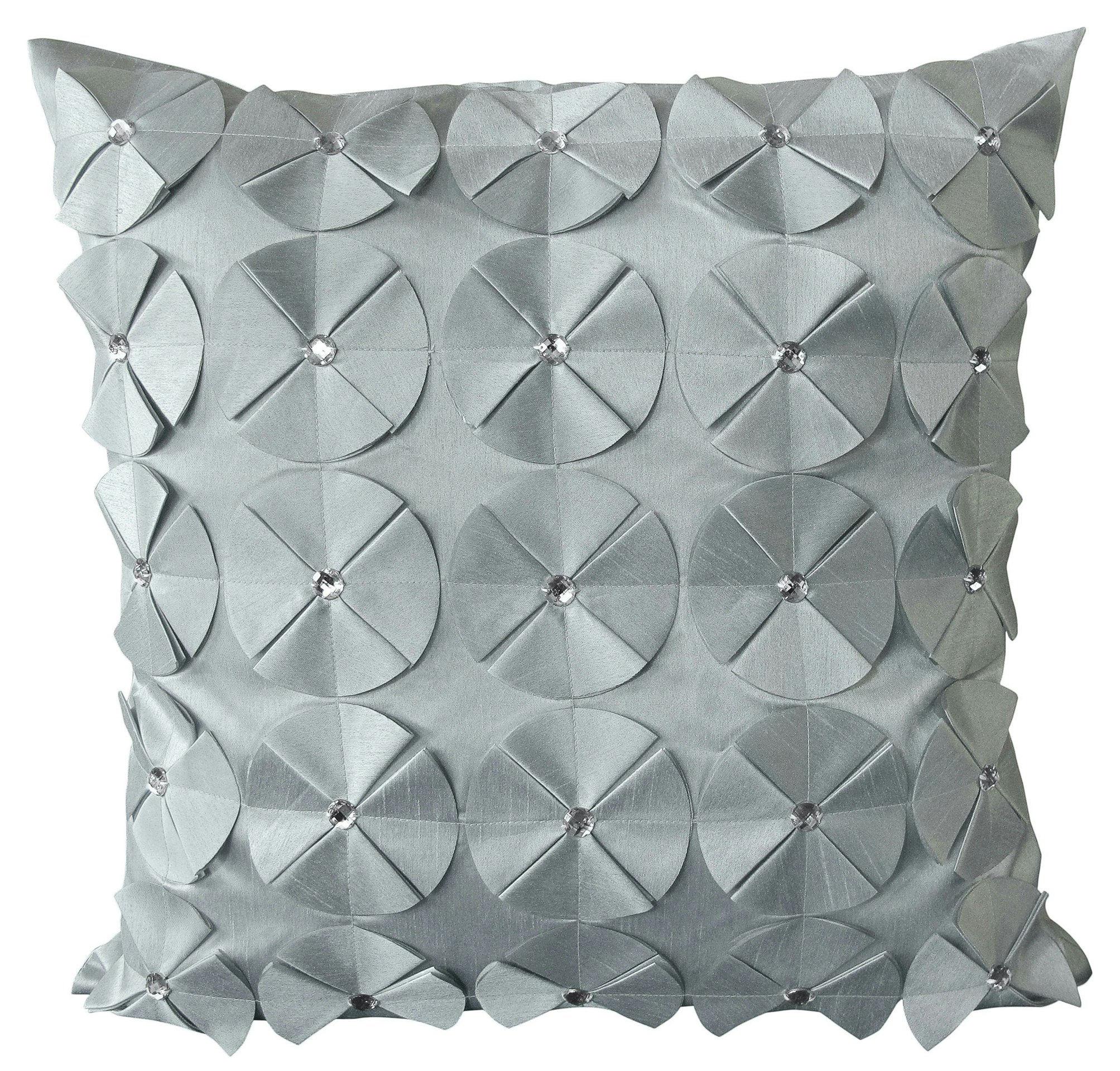 Rackhams Silver 3D Petal Detail With Gem Stud Detail Cushion - 56Cm X 56Cm