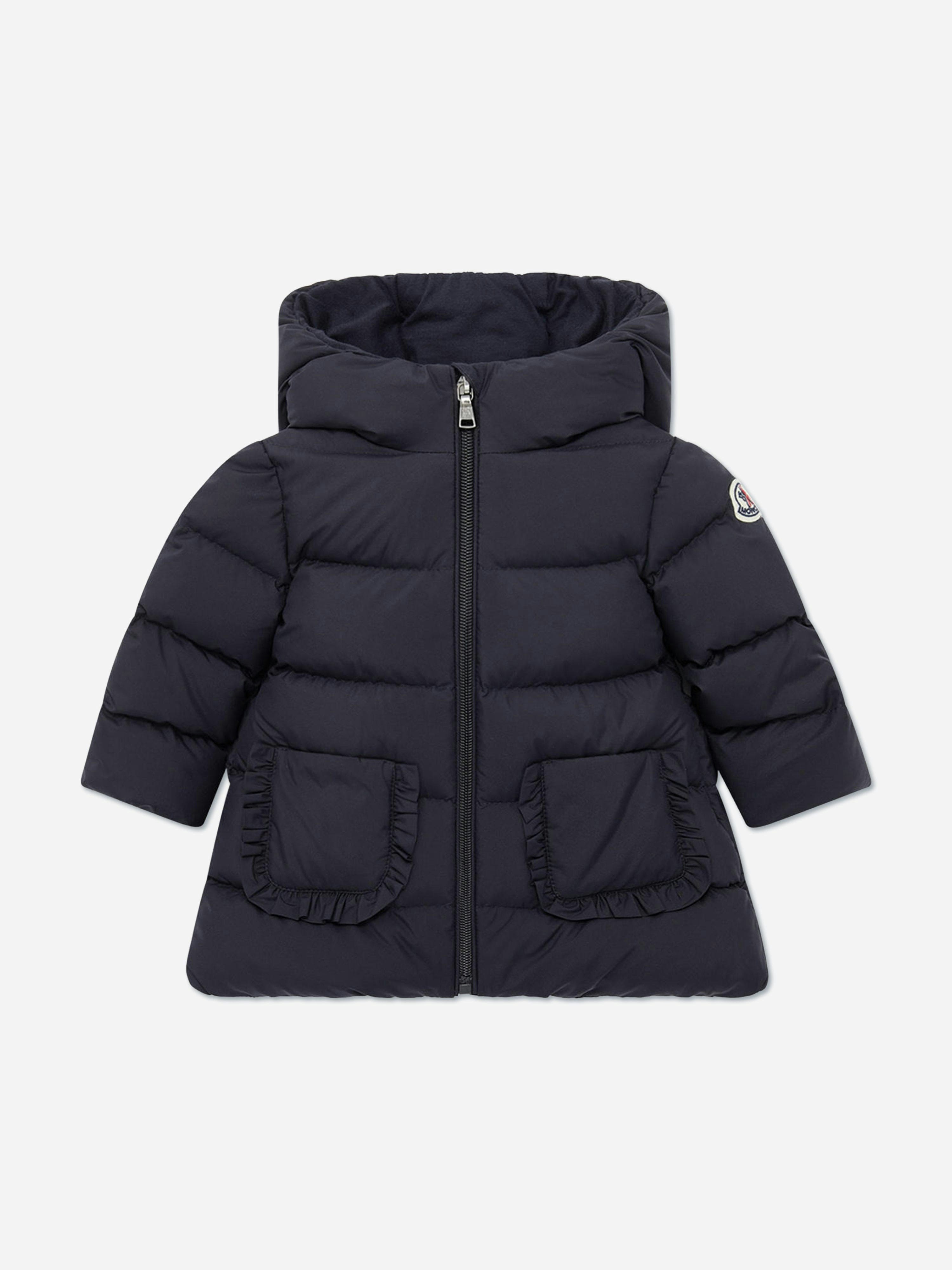 Moncler Enfant Women's Blue Baby Girls Down Padded Molan Long Parka In Navy - 18 - 24 Mths