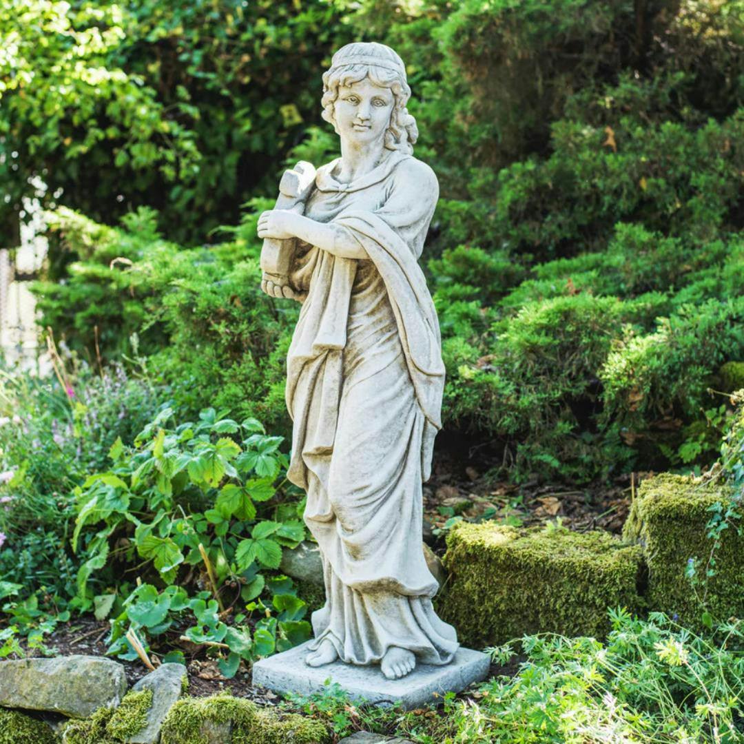 Osn Tall Stone Cast Lady’s Statue With Harp