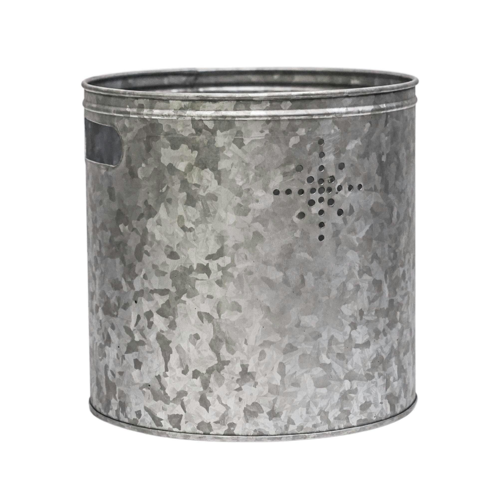 Ivyline Indoor Christmas Tree Bucket With Star In Galvanised Steel - 28Cm