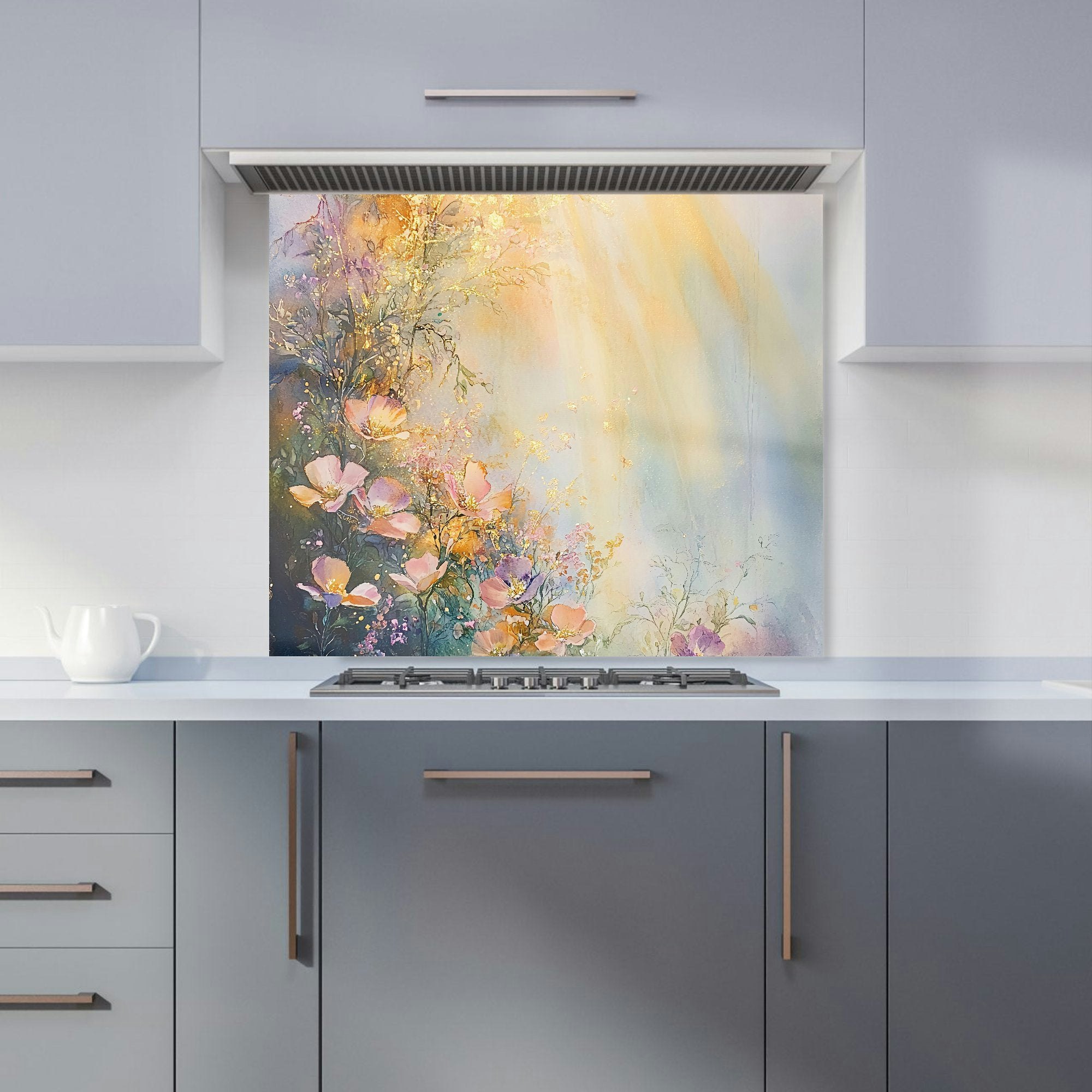 Warren Reed Spring Meadow Glass Kitchen Splashback - W900mm X H750mm
