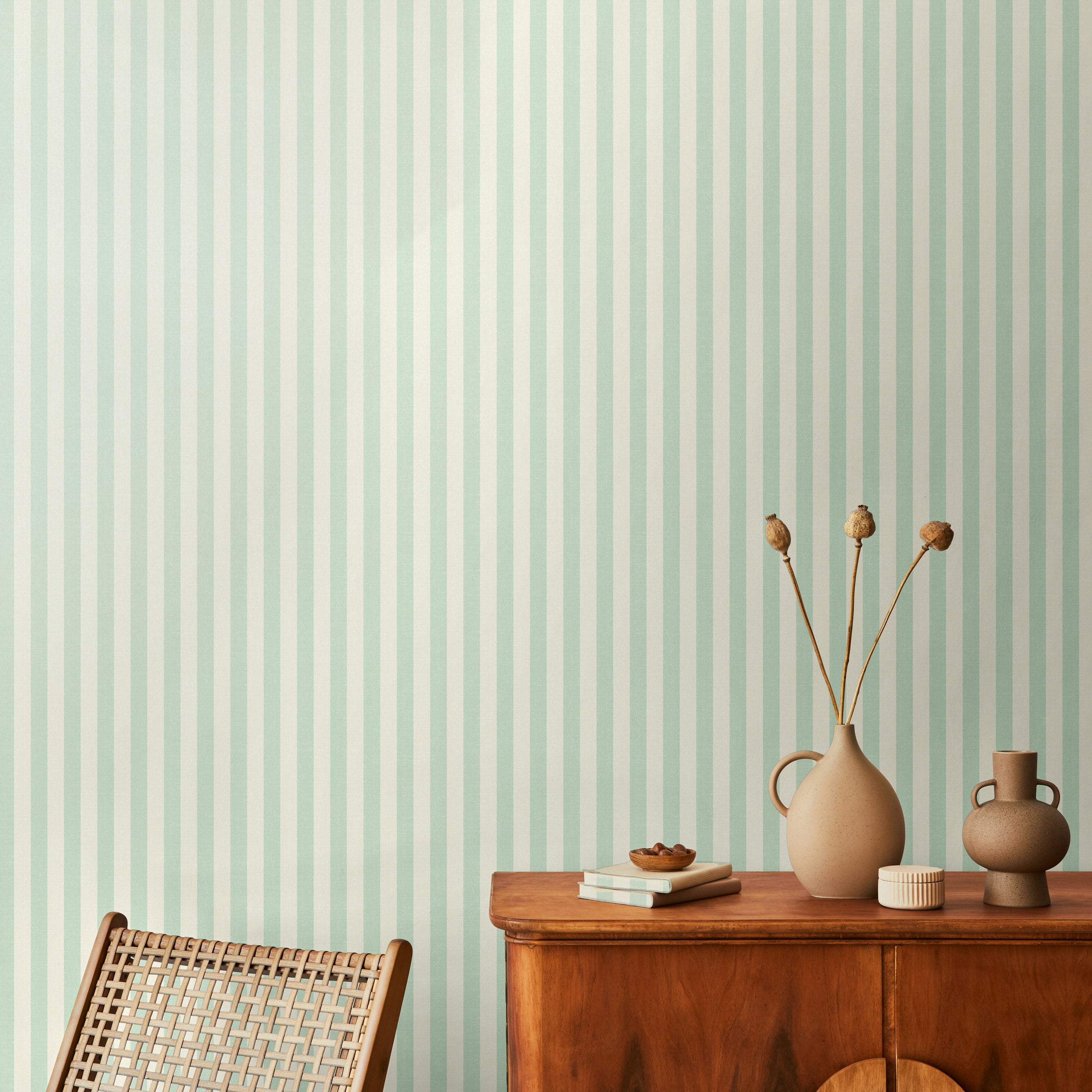 Rackhams Shadow Stripe - Duck Egg 10M Wallpaper