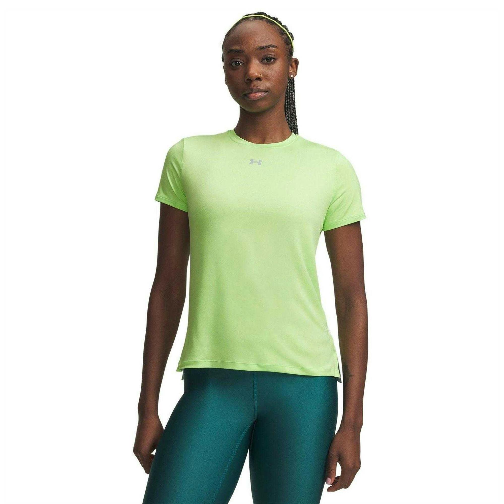 Under Armour Women's Grey / Vanish Logo T-Shirt - Lime/ - 10 Uk - Lime/ - 90% Polyester/10% Elastane