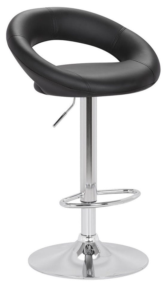 Lamboro Black Sorrento Kitchen Bar Stool, Chrome Footrest, Height Adjustable Swivel Gas Lift, Home Bar & Breakfast Faux-Leather Barstool,