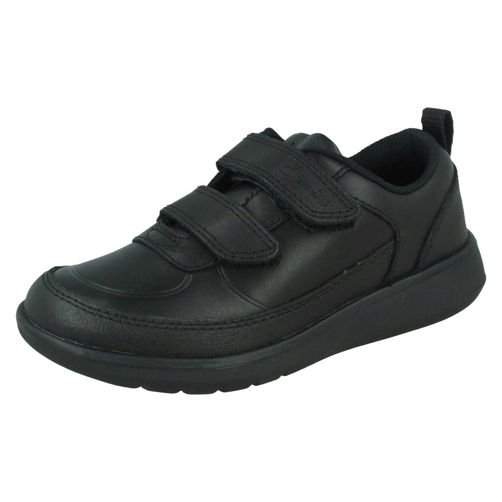 Clarks Boys Black Hook & Loop School Shoes Scape Flare K - Leather - Uk 13.5 Child - H
