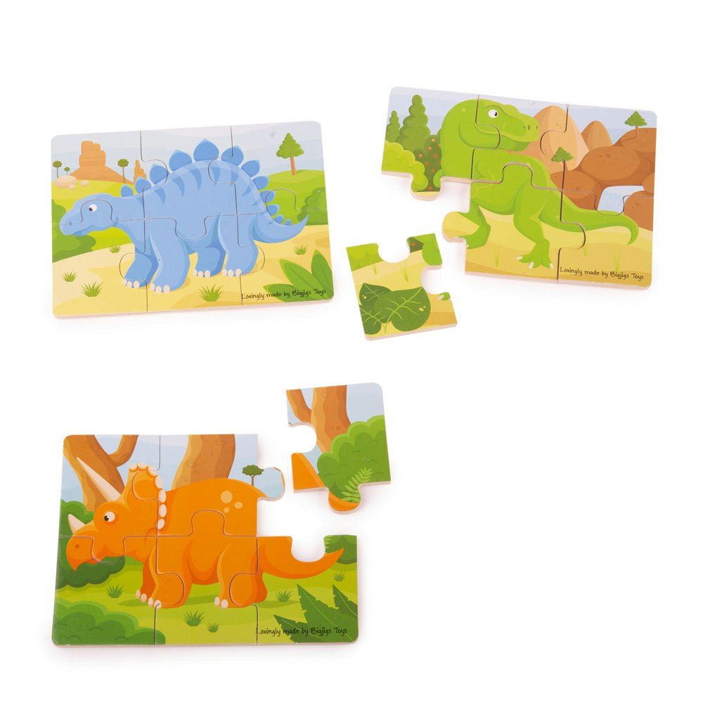 Bigjigs Toys Dinosaur (6 Piece Puzzles) - 3 Puzzles