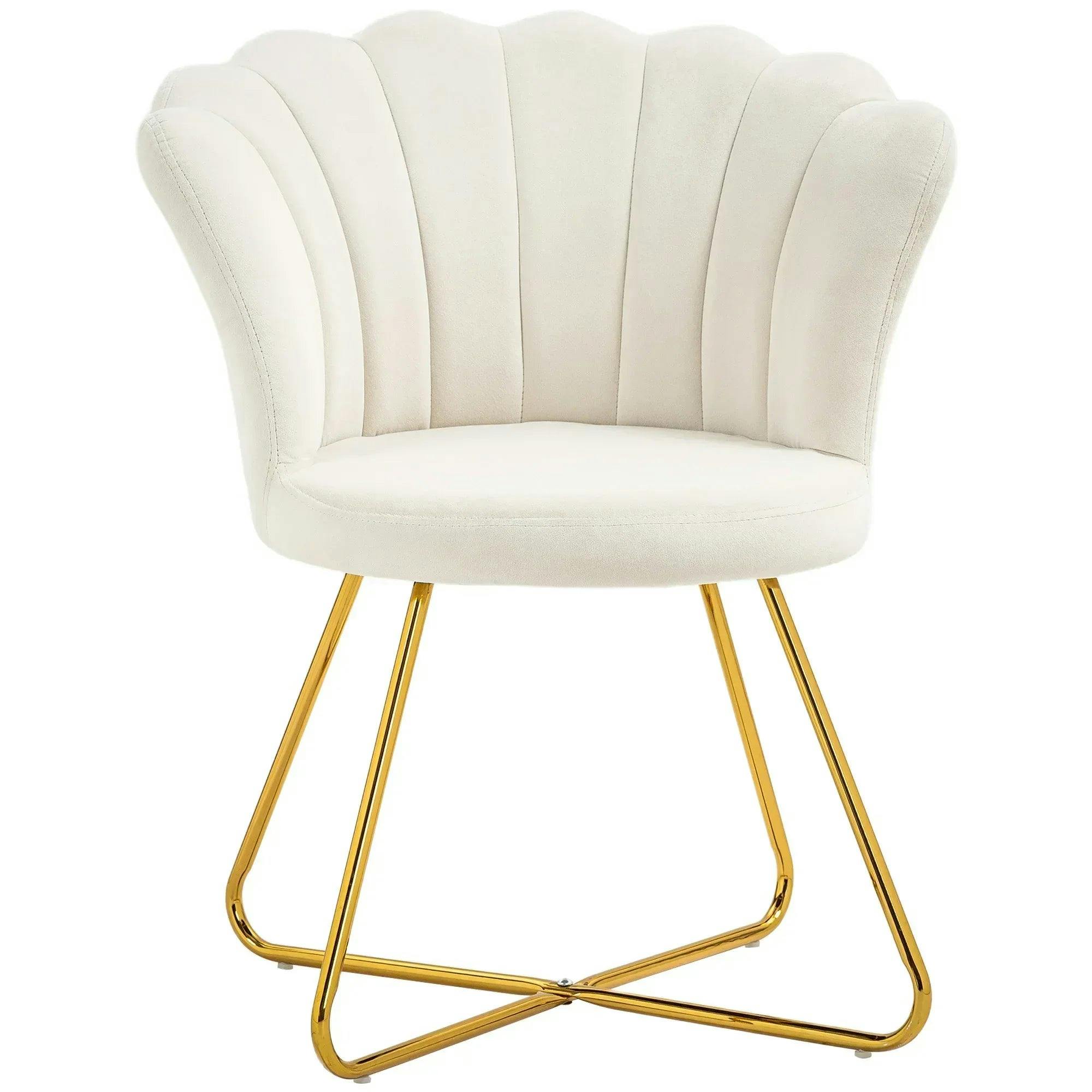 Homcom Unisex Cream Accent Chair, Velvet Armchair With Lotus Backrest, Steel Legs, - Image 7