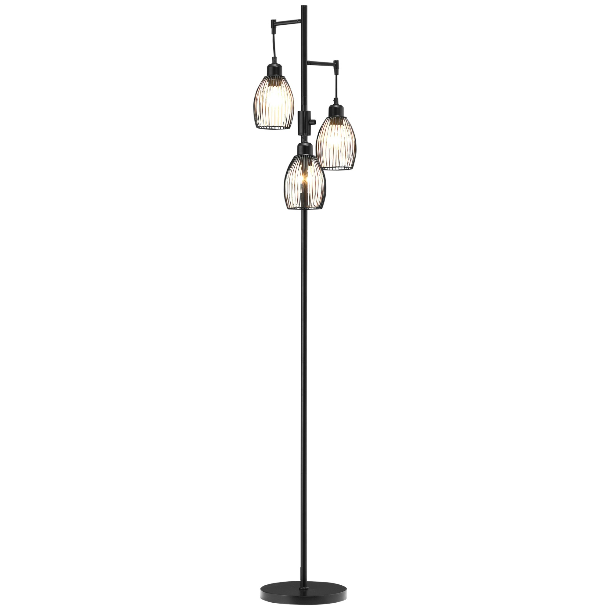 Homcom Light Industrial 3- Floor Lamp Dimmable Standing Lamp Large