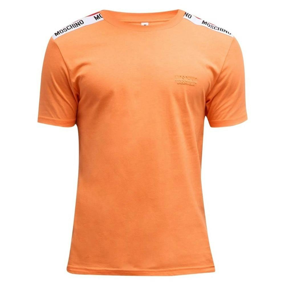 Moschino Unisex Orange Adult Logo Taped Shoulders T-Shirt - Xs - 100% Cotton