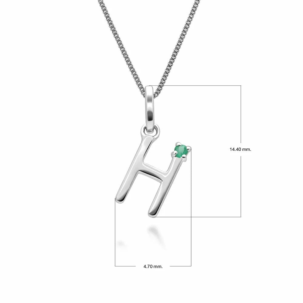 Gemondo White/Gold Initial Emerald Letter Charm Necklace In 9Ct - H