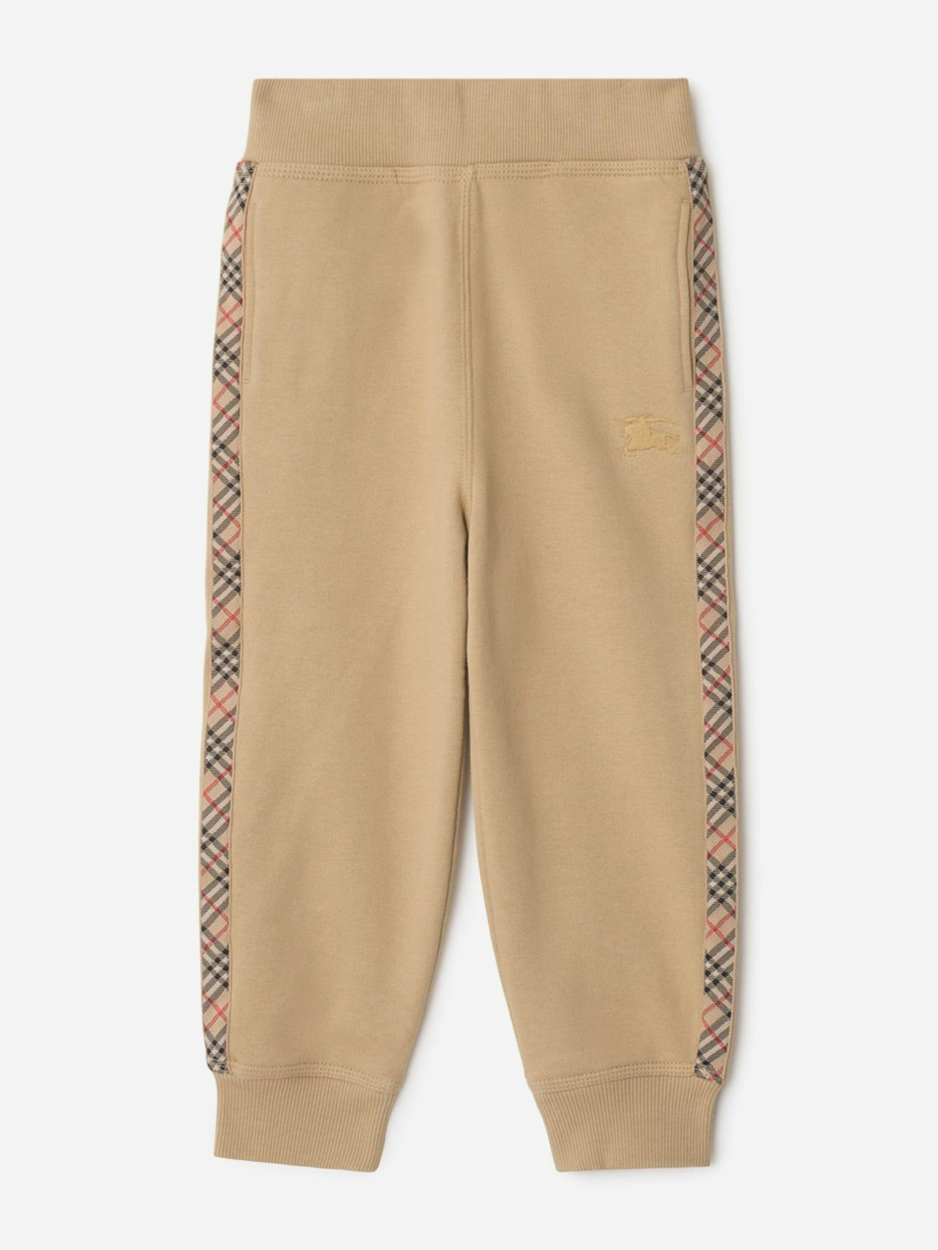 Burberry Kids Boys Beige Burberry Jackson Check Tape Joggers In - 14 Yrs