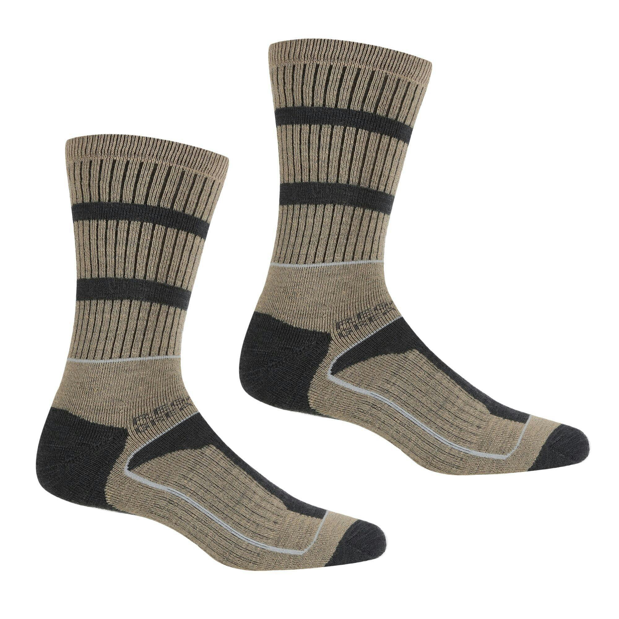 Regatta Men's Brown/Grey Samaris 3 Season Socks (Pack Of 2) - Moccasin /Briar - 6 Uk-8 Uk - Moccasin /Briar - 35% Acrylic/30% Polyester/20% Wool/13% Polyamide/2% Elastane