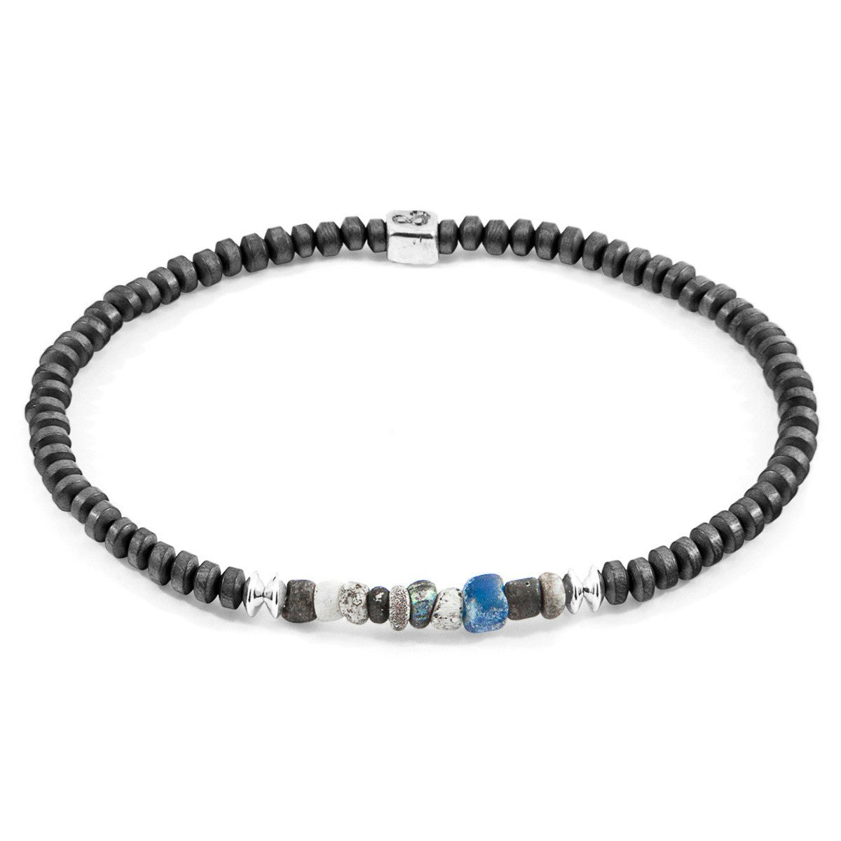 Anchor & Crew Silver Multicoloured Djenne Nila Glass Paralana And Stone Bracelet - L - 23Cm