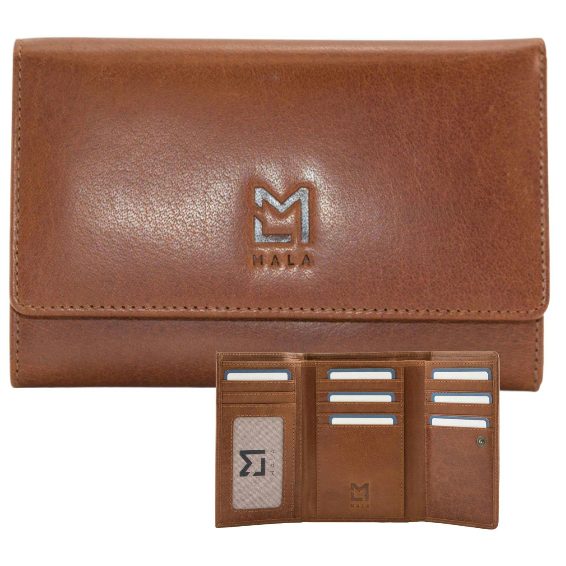 Mala Leather Light Bloomsbury Tri Fold Purse - One Size - Tan - Leather