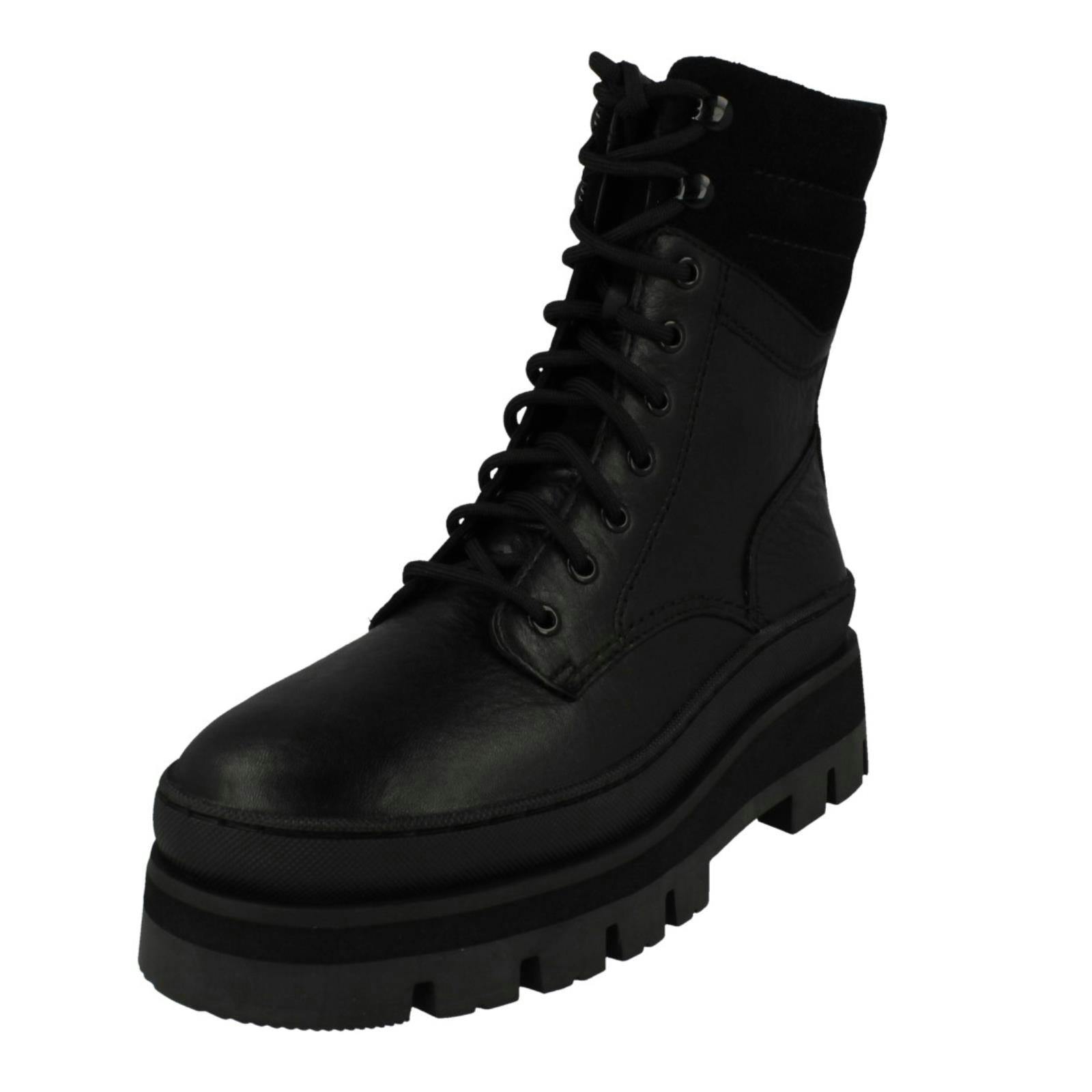 Clarks Women's Black Casual Combat Style Boots Orianna2 Hike - Uk 4