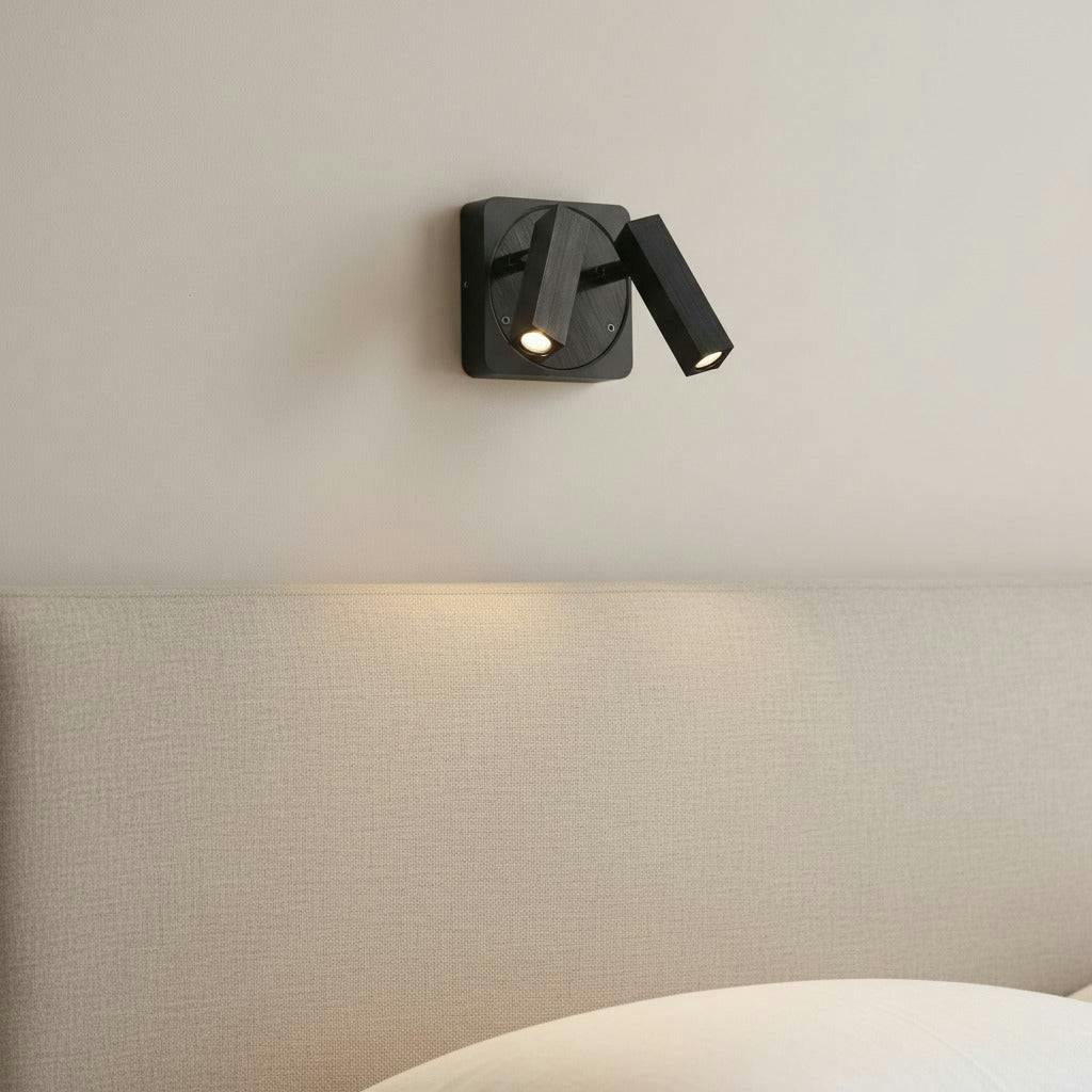 Ultra Beam Lighting Black Seville Twin 3 Watt Over Bed Reading Lamp