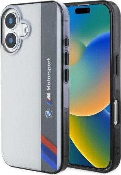 Bmw Grey Motorsport Iml Vertical Stripe Case For Iphone 16 6.1" - Bmhcp16s23htfeg