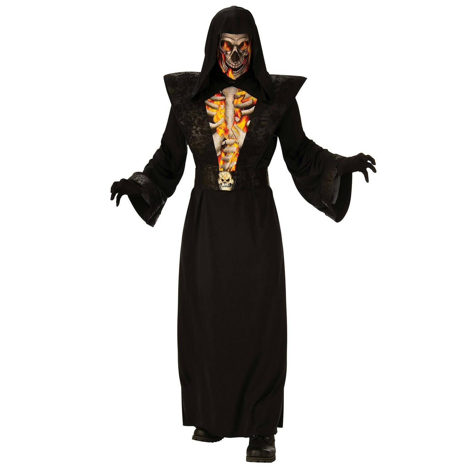 Bristol Novelty Men's Black/White Reaper Skeleton Costume - Xl