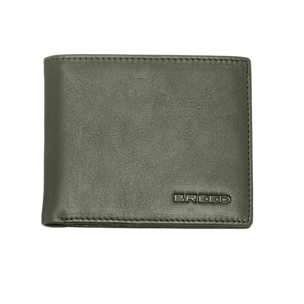 Breed Locke Genuine Leather Bi-Fold Wallet - Olive