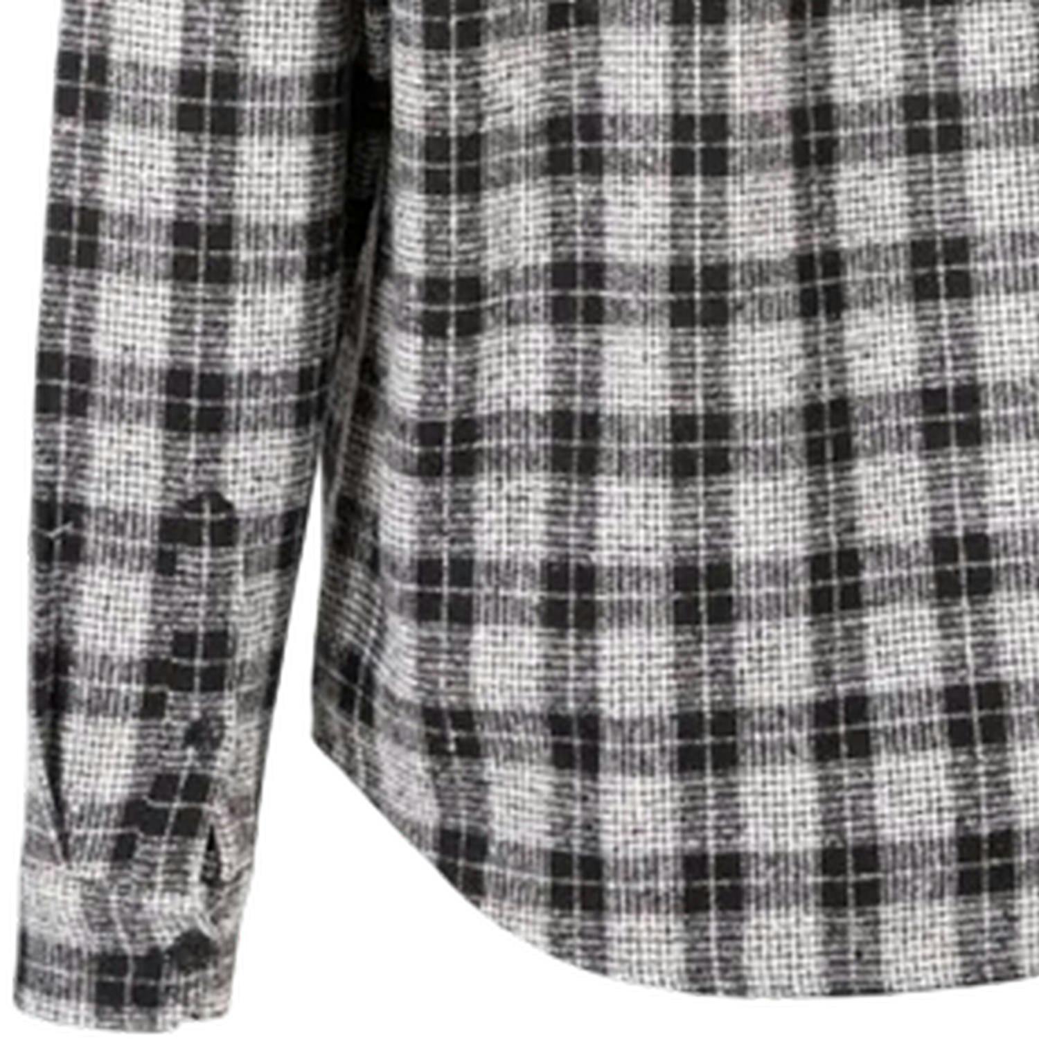 Trespass Men's Black/White Portlaw Checked Long-Sleeved Shirt - Xl - 90% Polyester/10% Wool