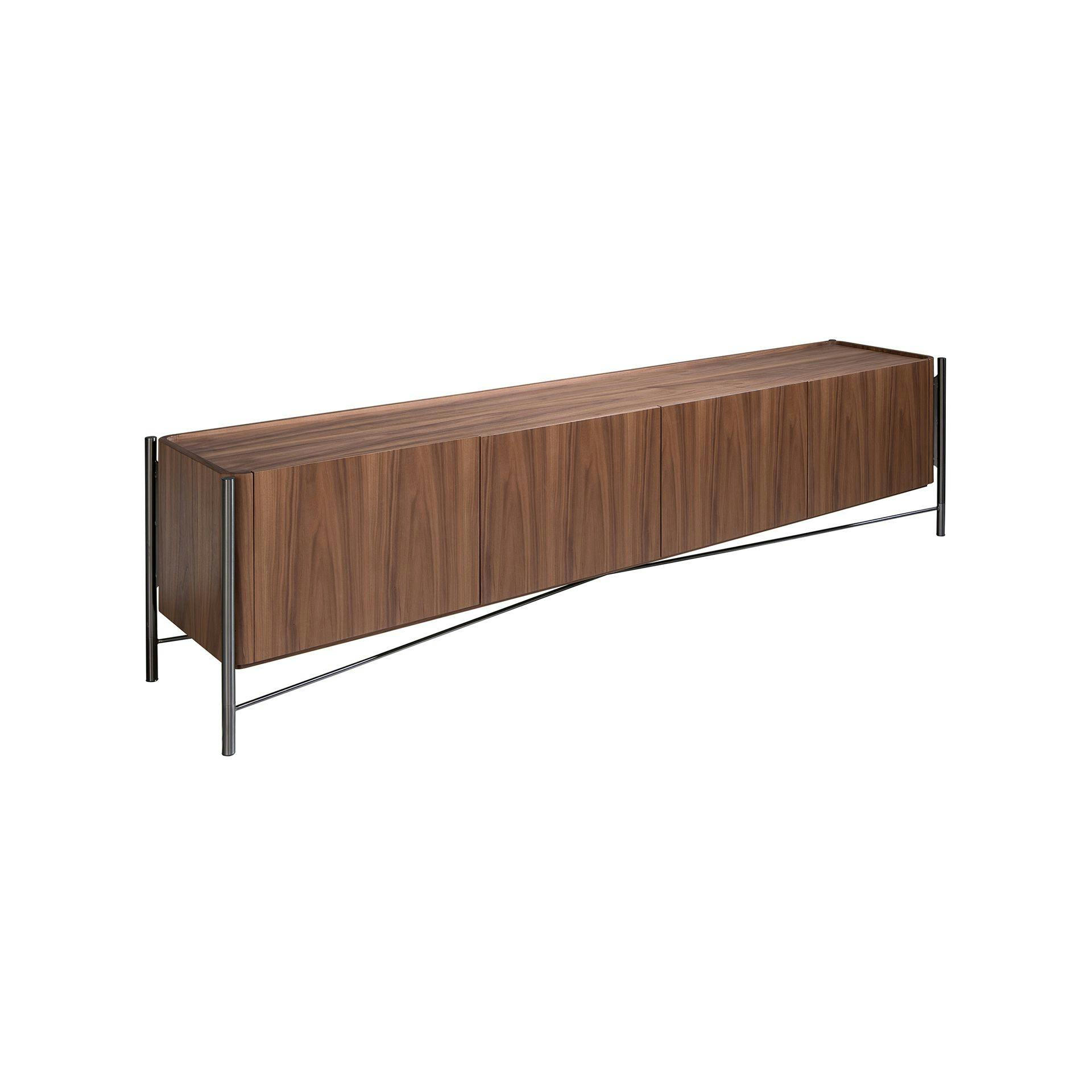 Rackhams Dark Tv Stand Walnut And Steel 3240