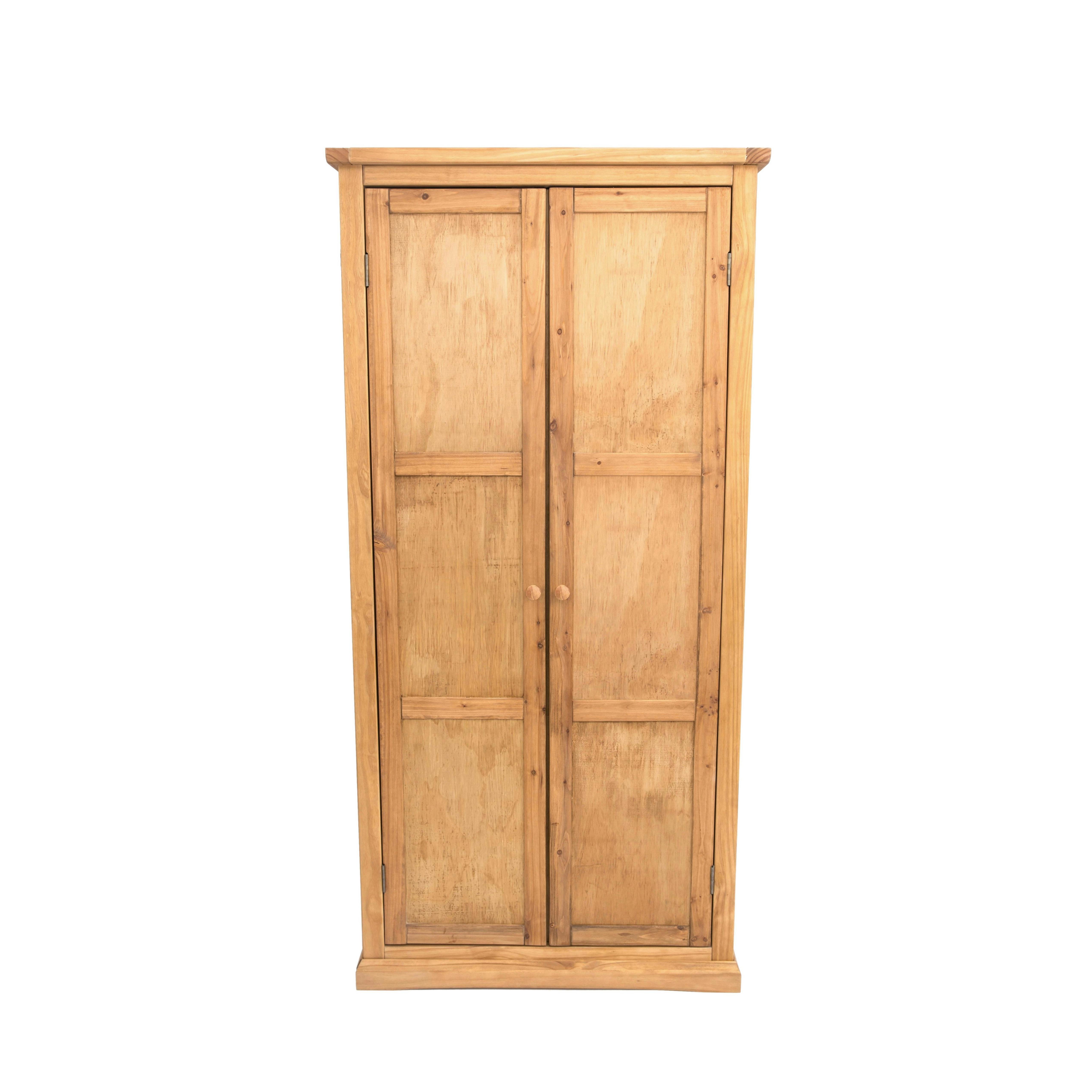 Rackhams Light/Brown Lucca 2 Door Wardrobe Wood Knob