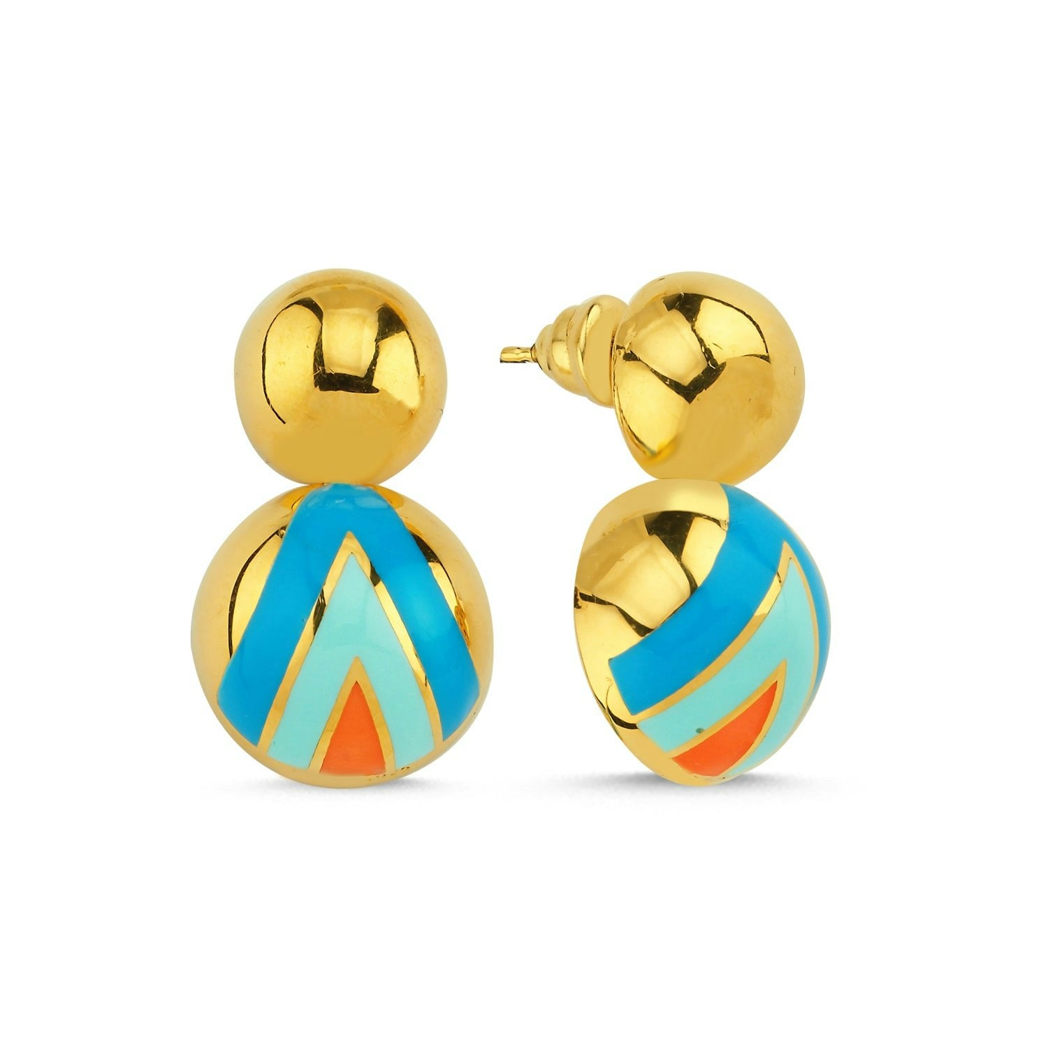 Spero London Blue/Silver Enamel Five Color Sterling Earrings