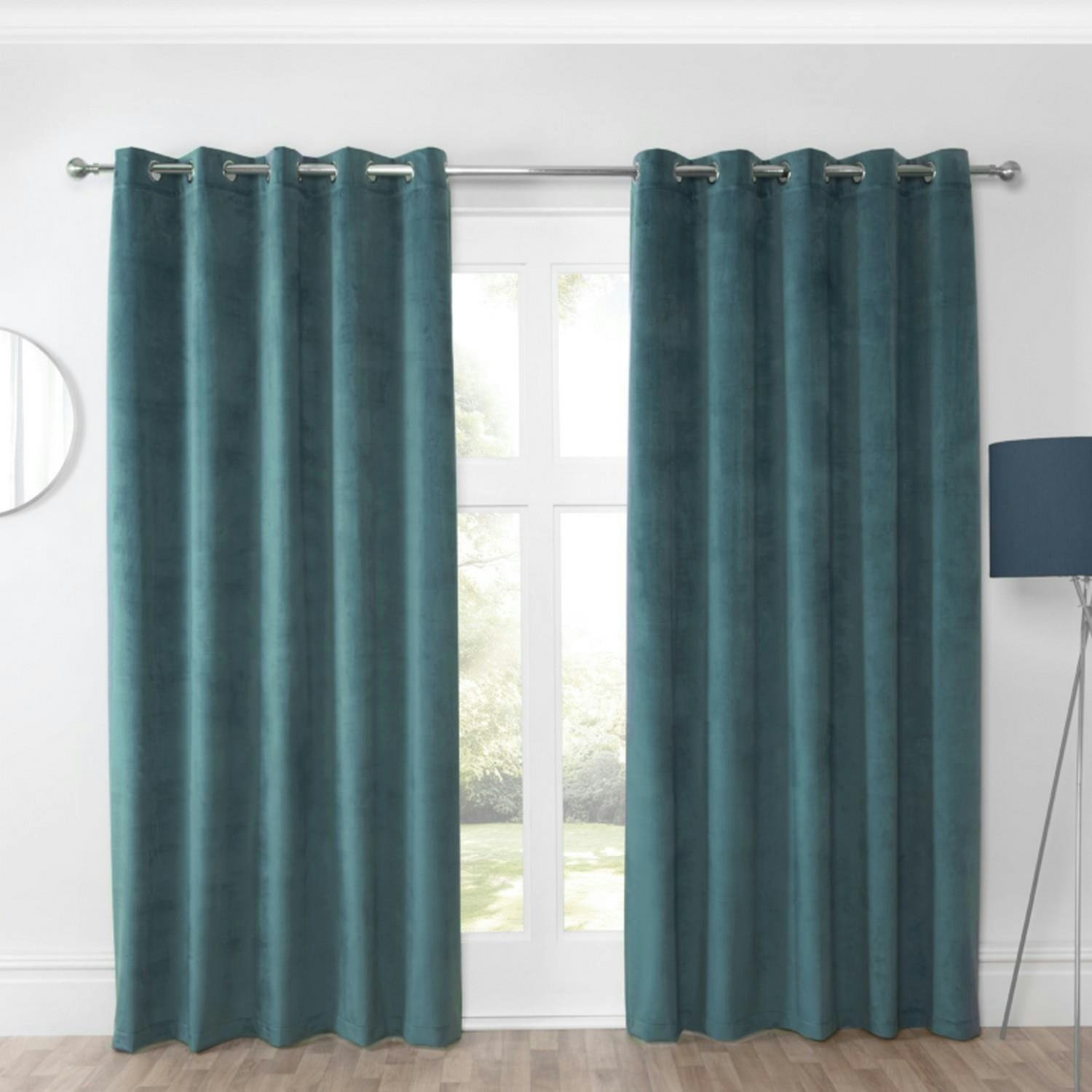 Sundour Blue Casa Eyelet Ready Made Eyelet Curtains - 90X90" - Curtains