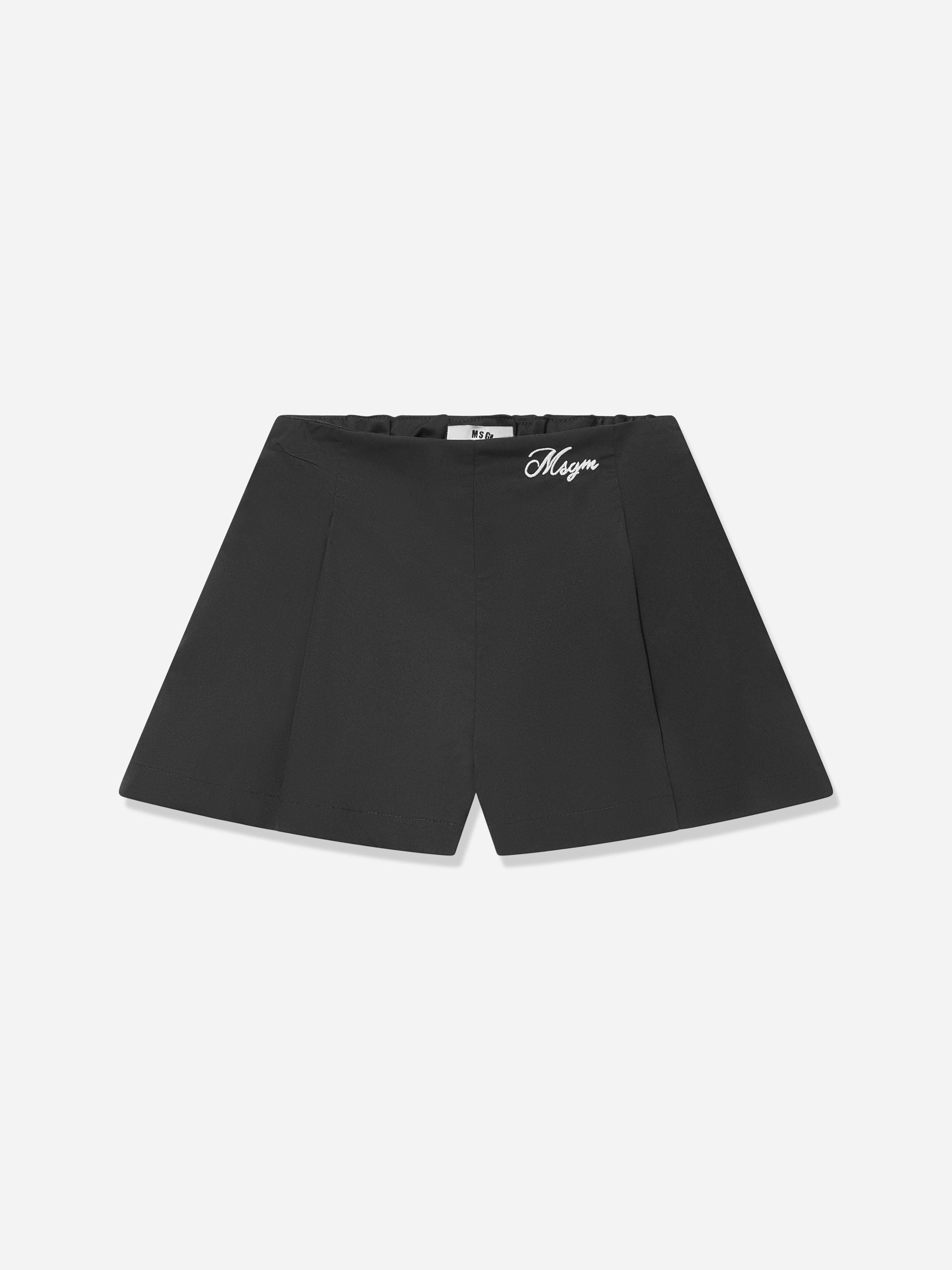 Msgm Girls Black Poplin Shorts In - 8 Yrs