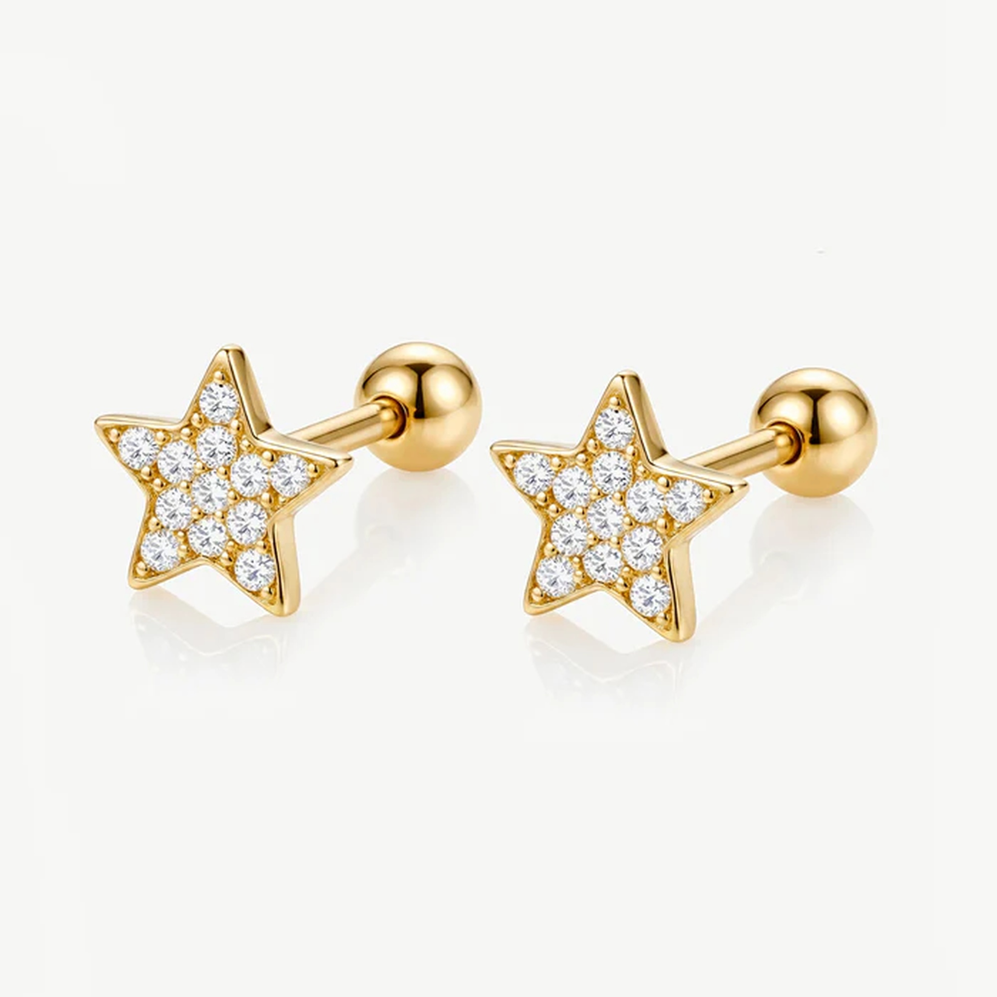 Muchv Silver Dainty Star Earrings - Screw Back
