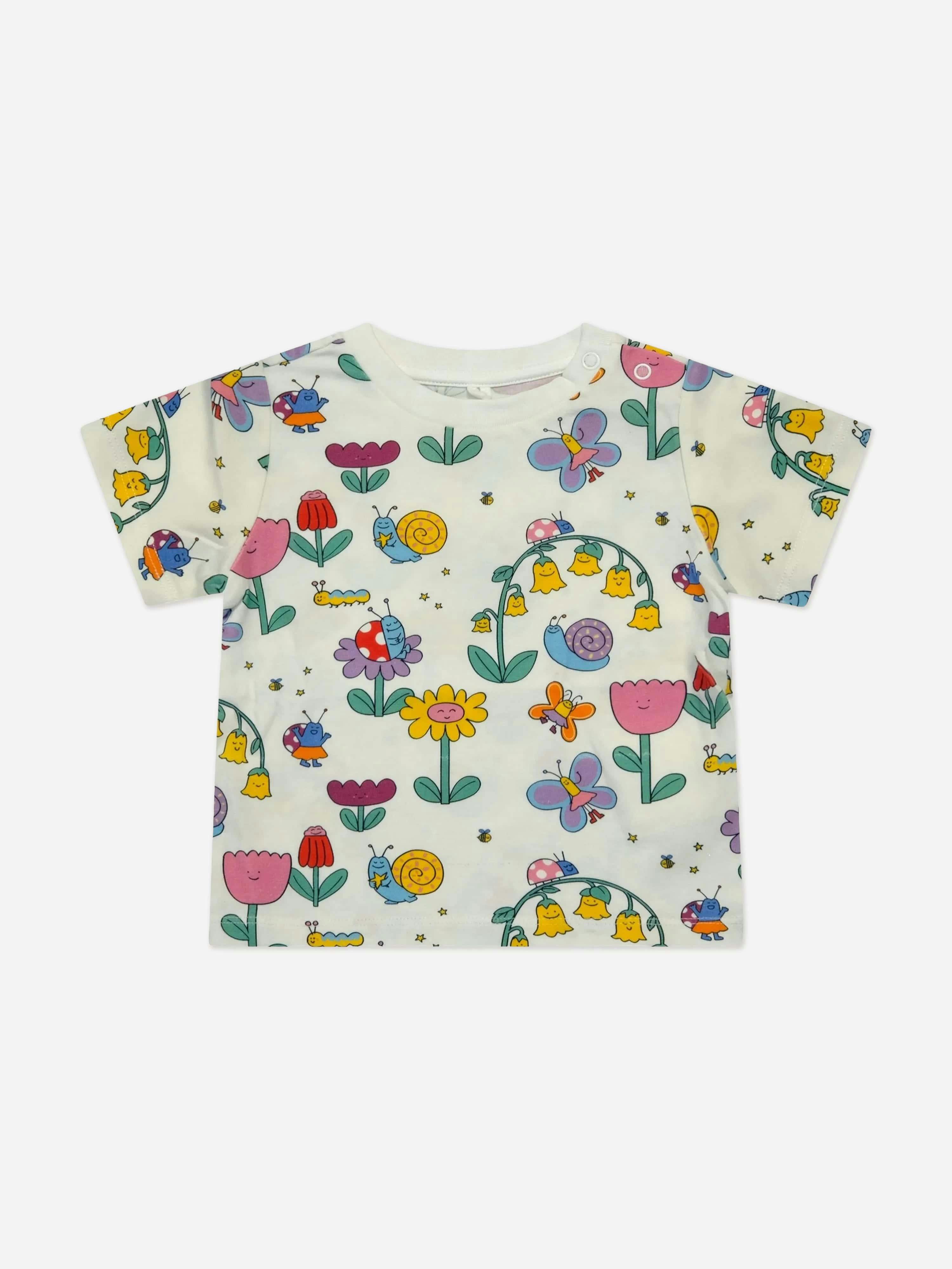 Stella Mccartney Kids Girls Ivory Stella Mccartney Baby Flowers And Bugs T-Shirt In - 36 Mths